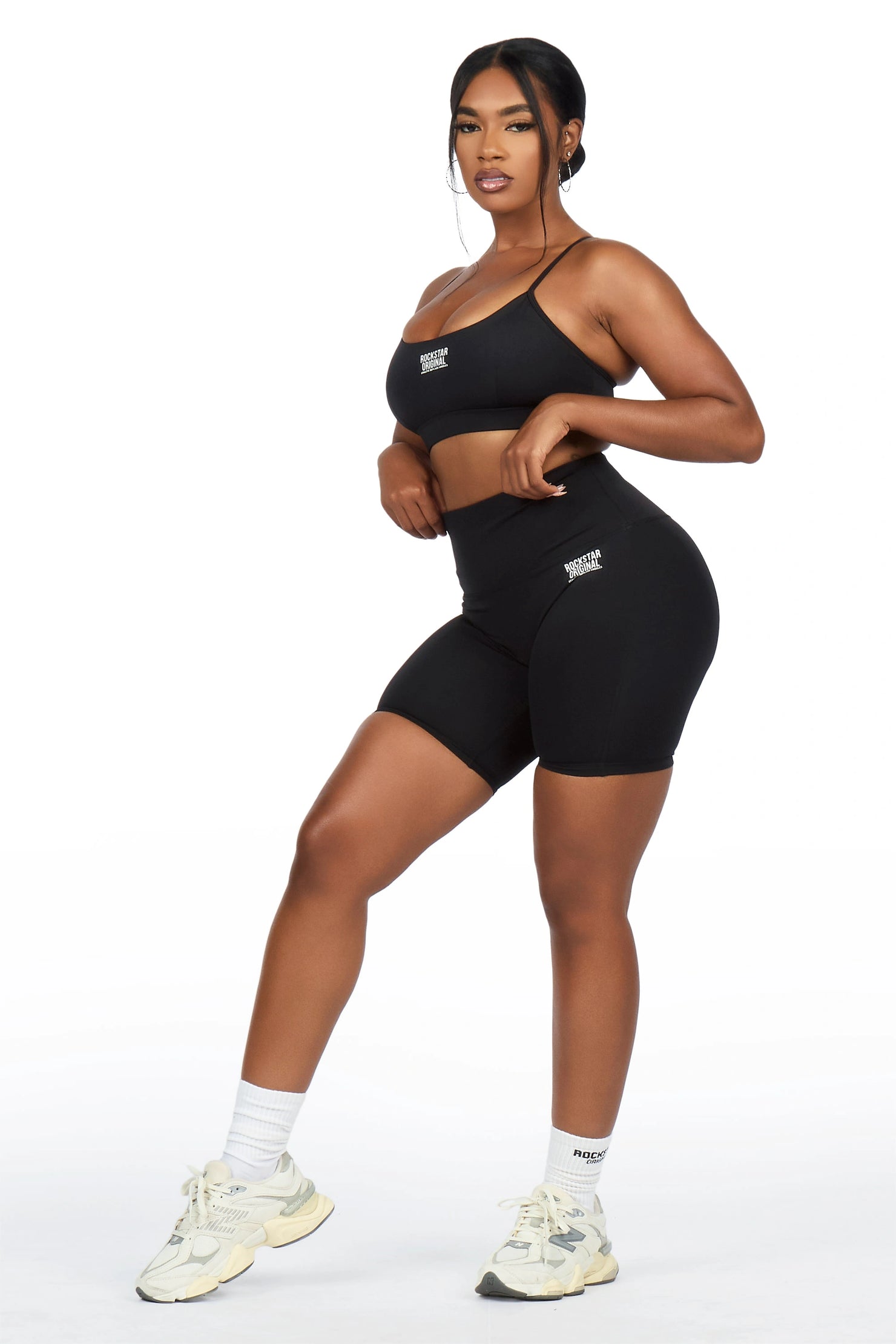 Aliccia Black Tank Active Bike Short Set