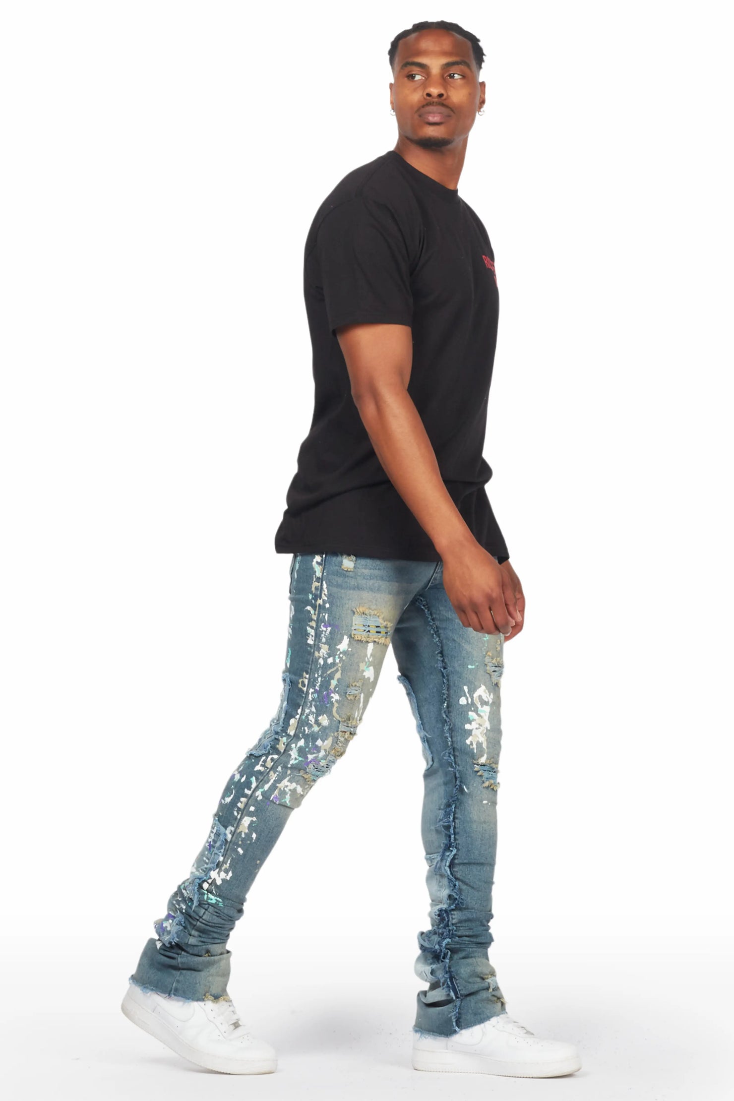 Taran Vintage Blue Super Stacked Flare Jean