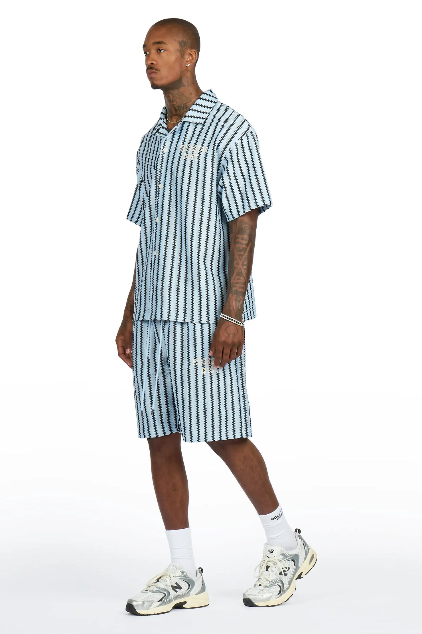 Gerald Light Blue Button Down Shirt/Short Set