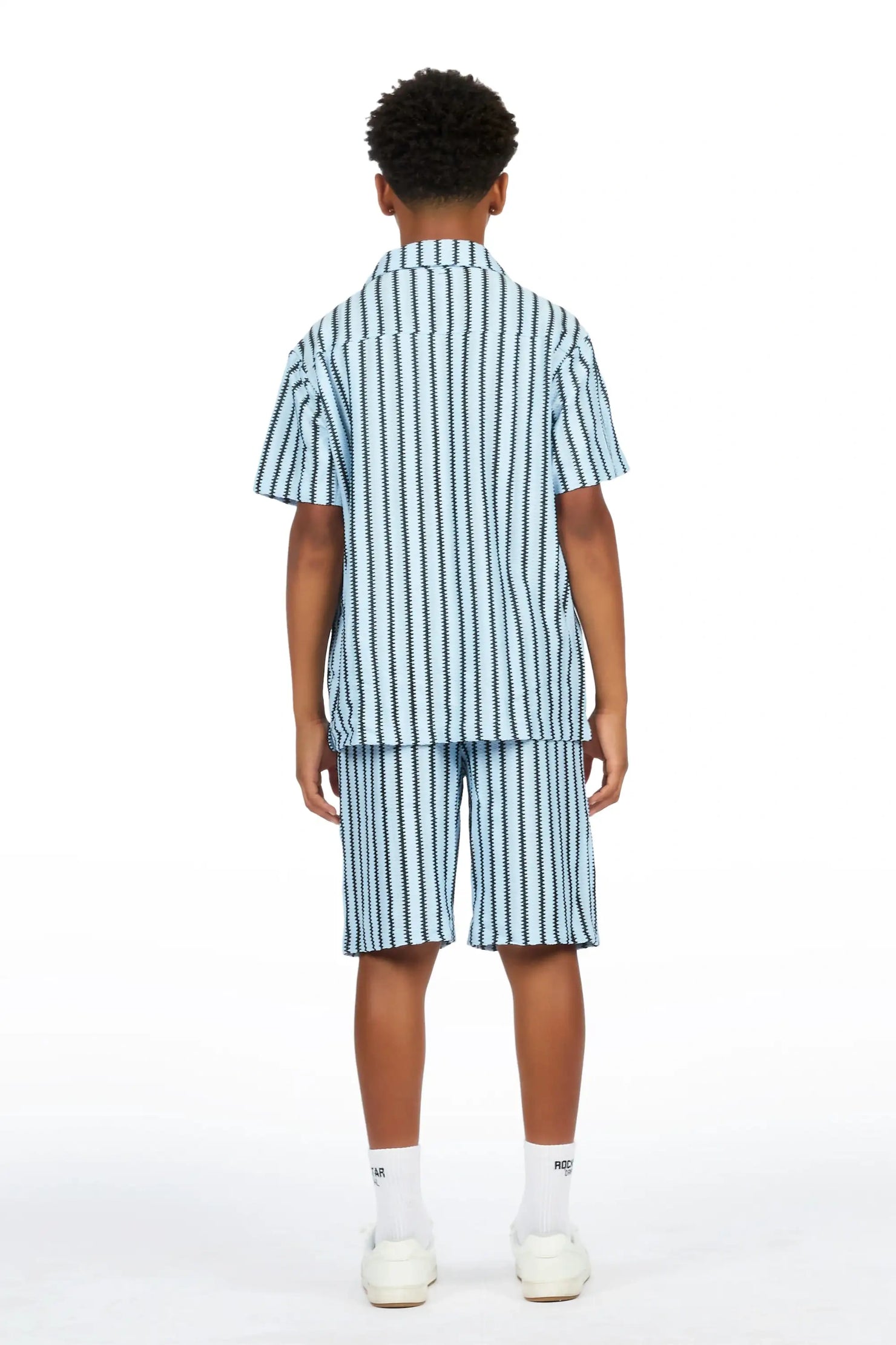 Boys Gerald Black/Light Blue Button Down Shirt/Short Set