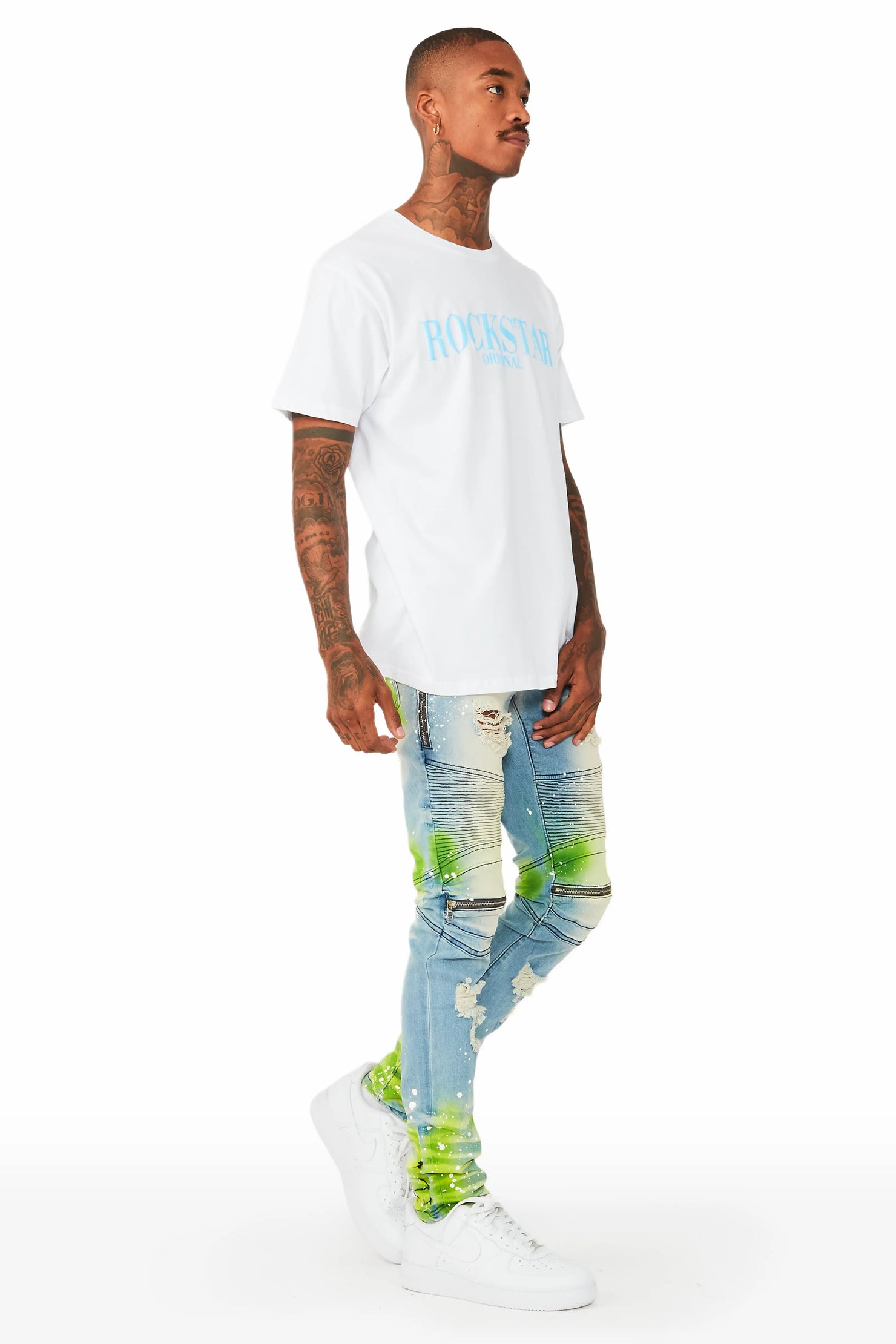 Wilder Blue/Green Painter Biker Jean