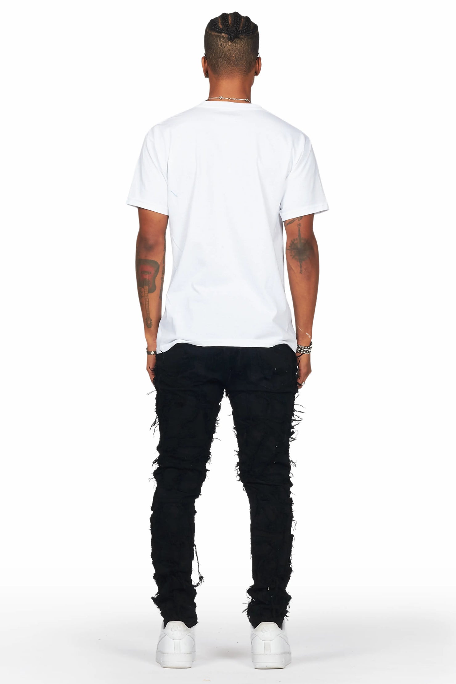 Hakim Jet Black Patchwork Skinny Fit Jean