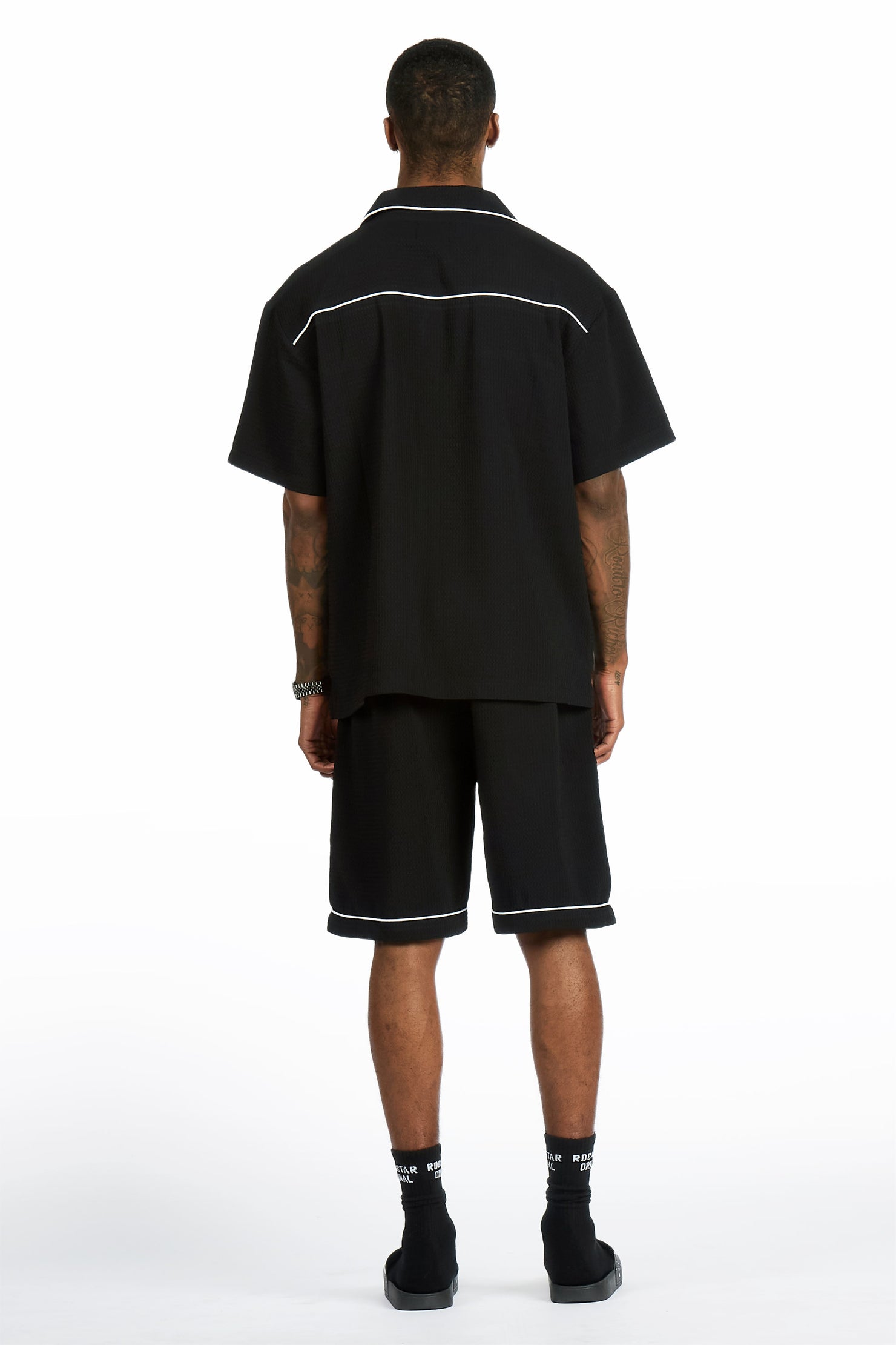 Clarence Black Button Down Shirt/Short Set