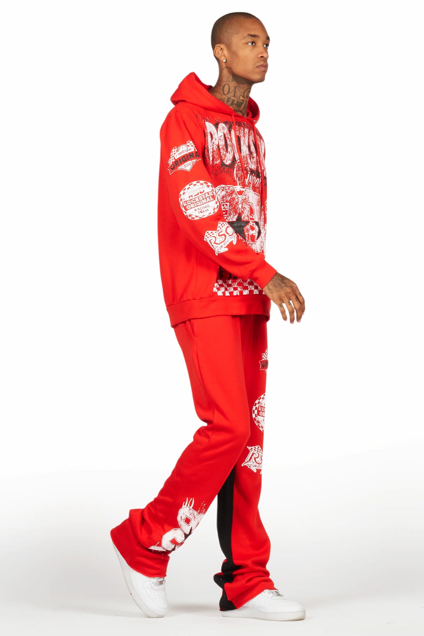 Racing Grung Red Hoodie/Baggy Track Pant Set