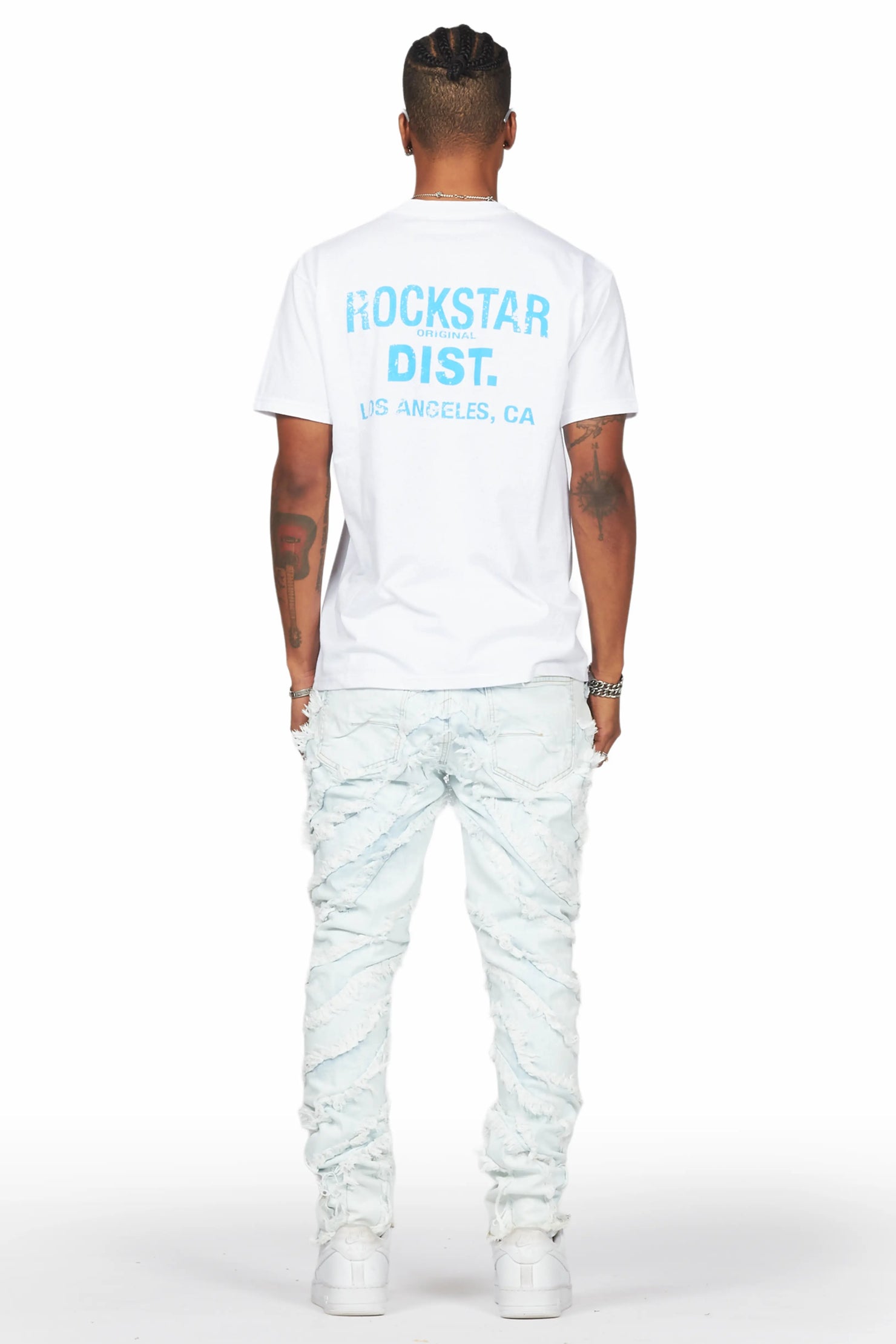 Cadiz Ice Blue Diagonal Patch Skinny Fit Jean