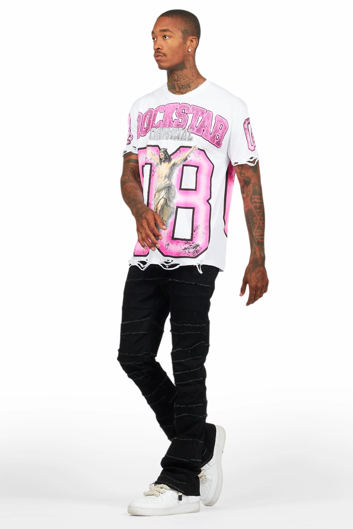 Franko Jet Black Stacked Flare Jean