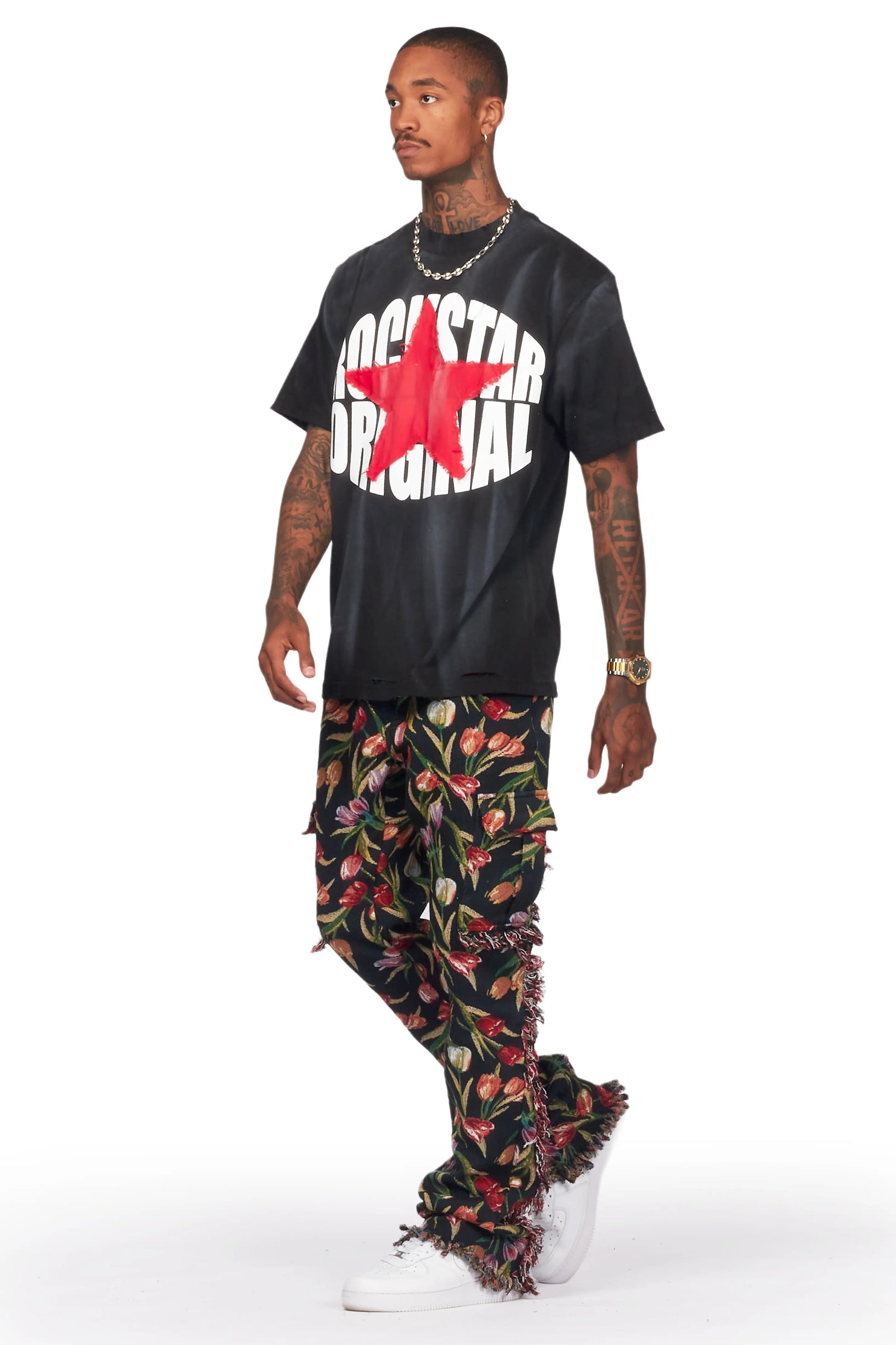 Ayami Black Slim Tapestry Flare Jean