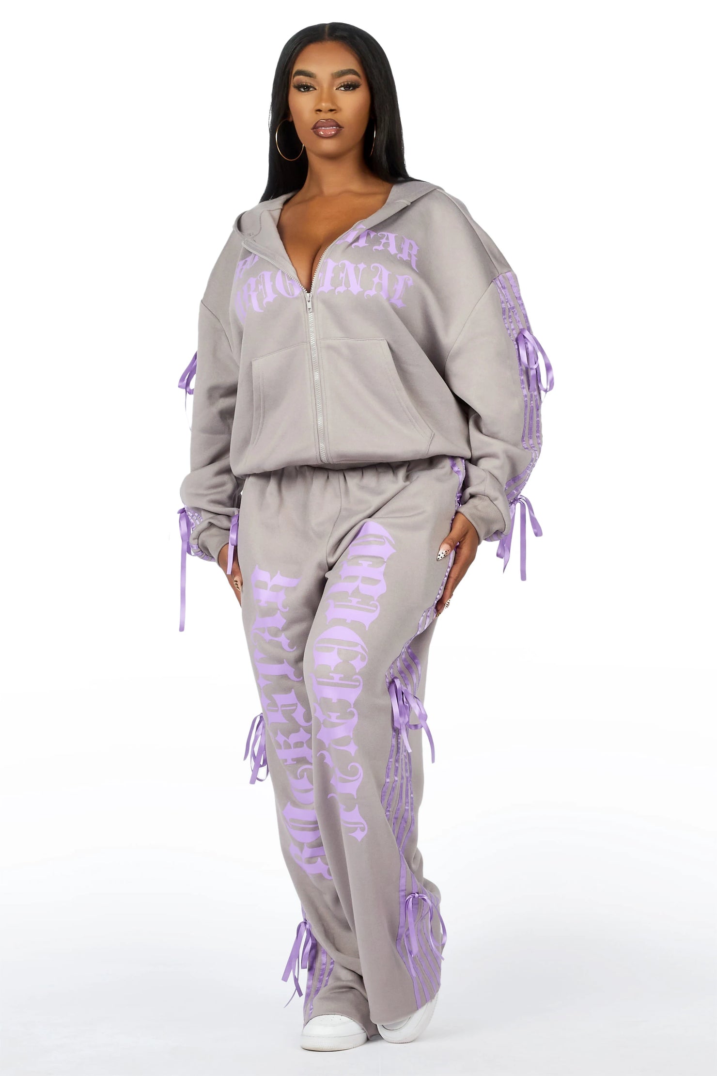 Kettisha Grey Lace Up Baggy Track Set