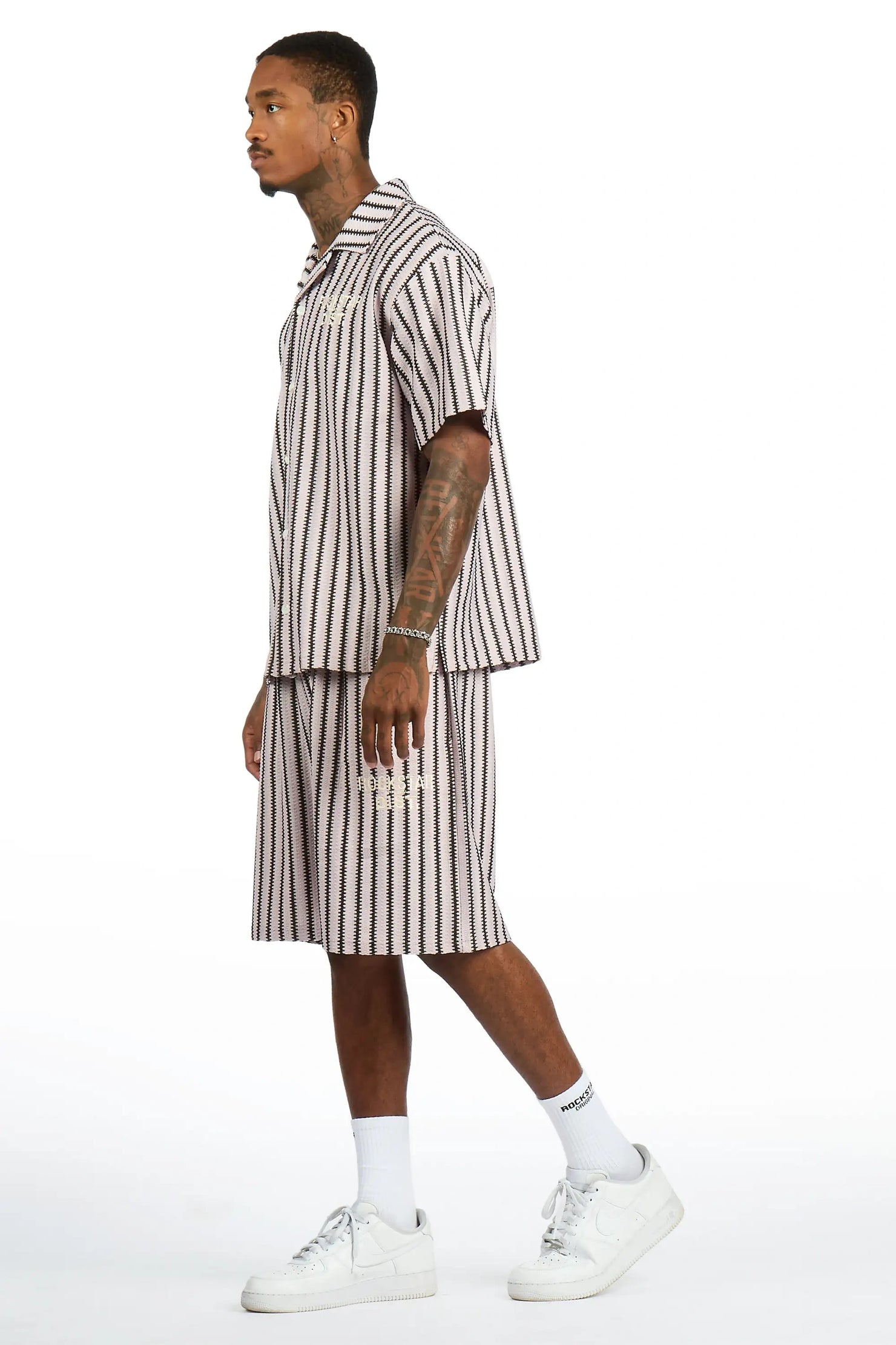 Gerald Mauve Button Down Shirt/Short Set