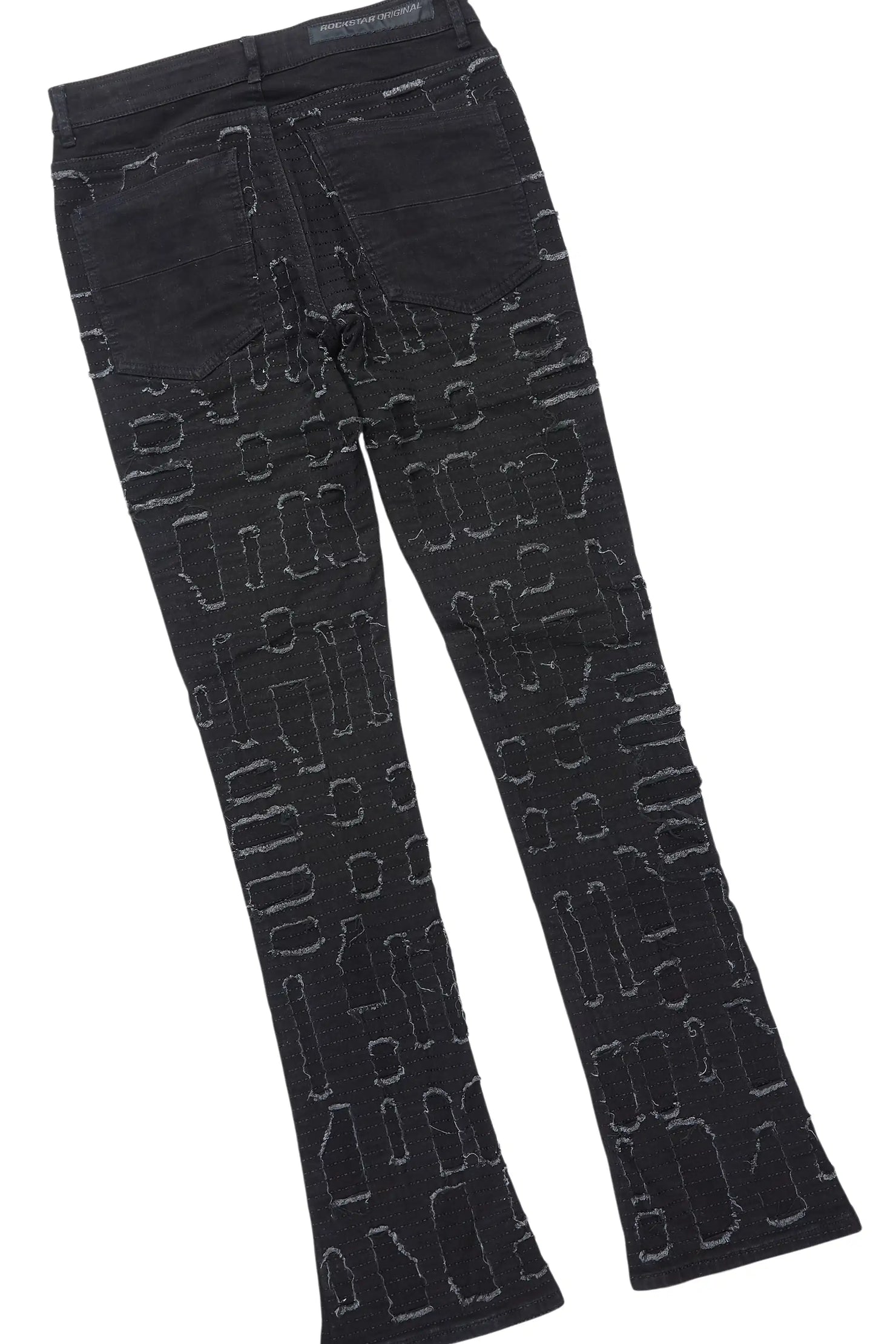 Gribo Black Denim Jacket/Stacked Flare Jean Set