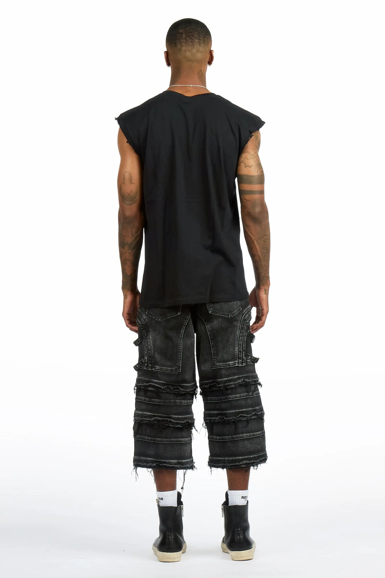 Amina 2.0 Black/Black Oversized Graphic T-shirt & Fotis Jort Set
