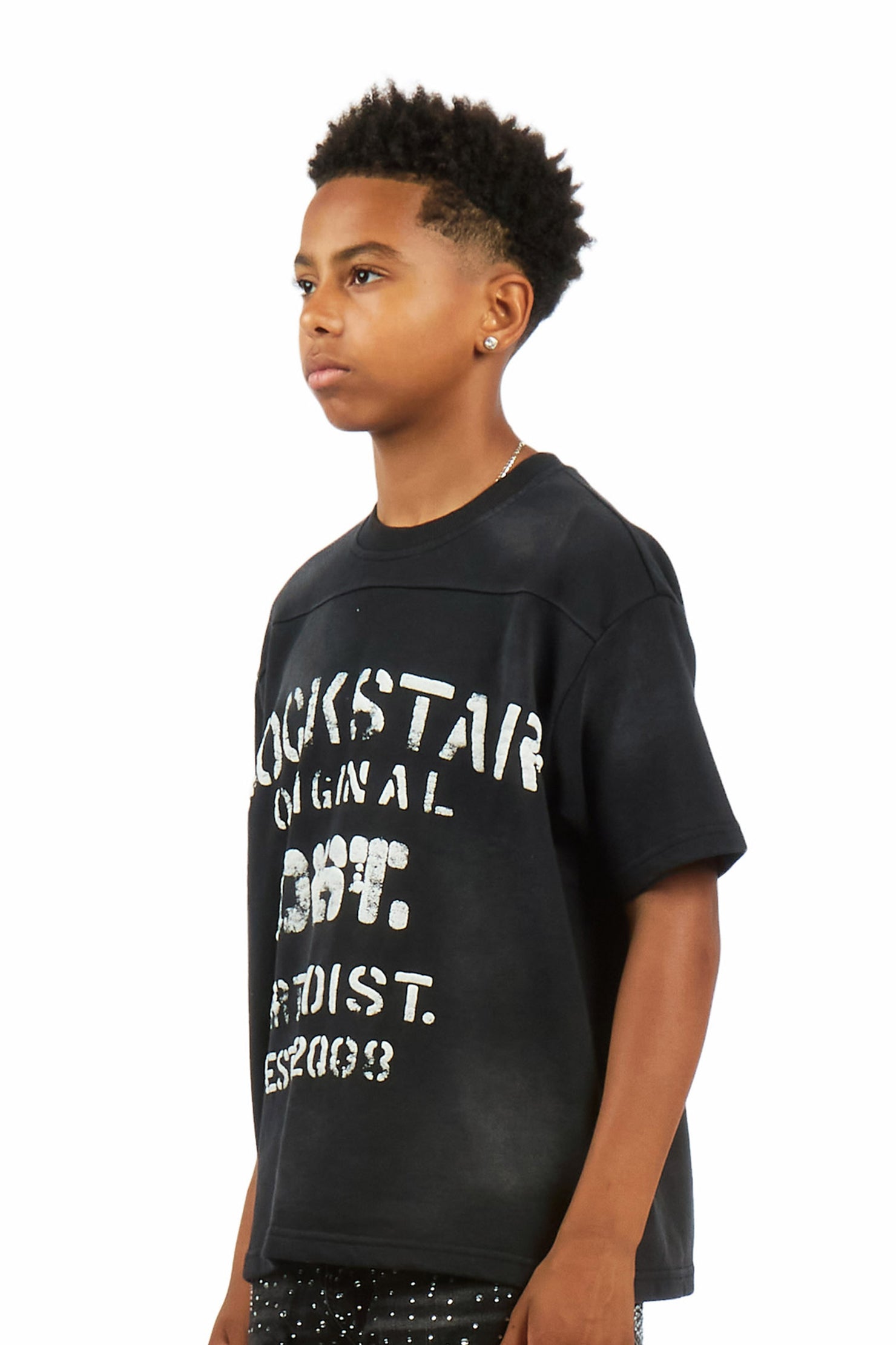 Boys Quin Black French Terry T-Shirt
