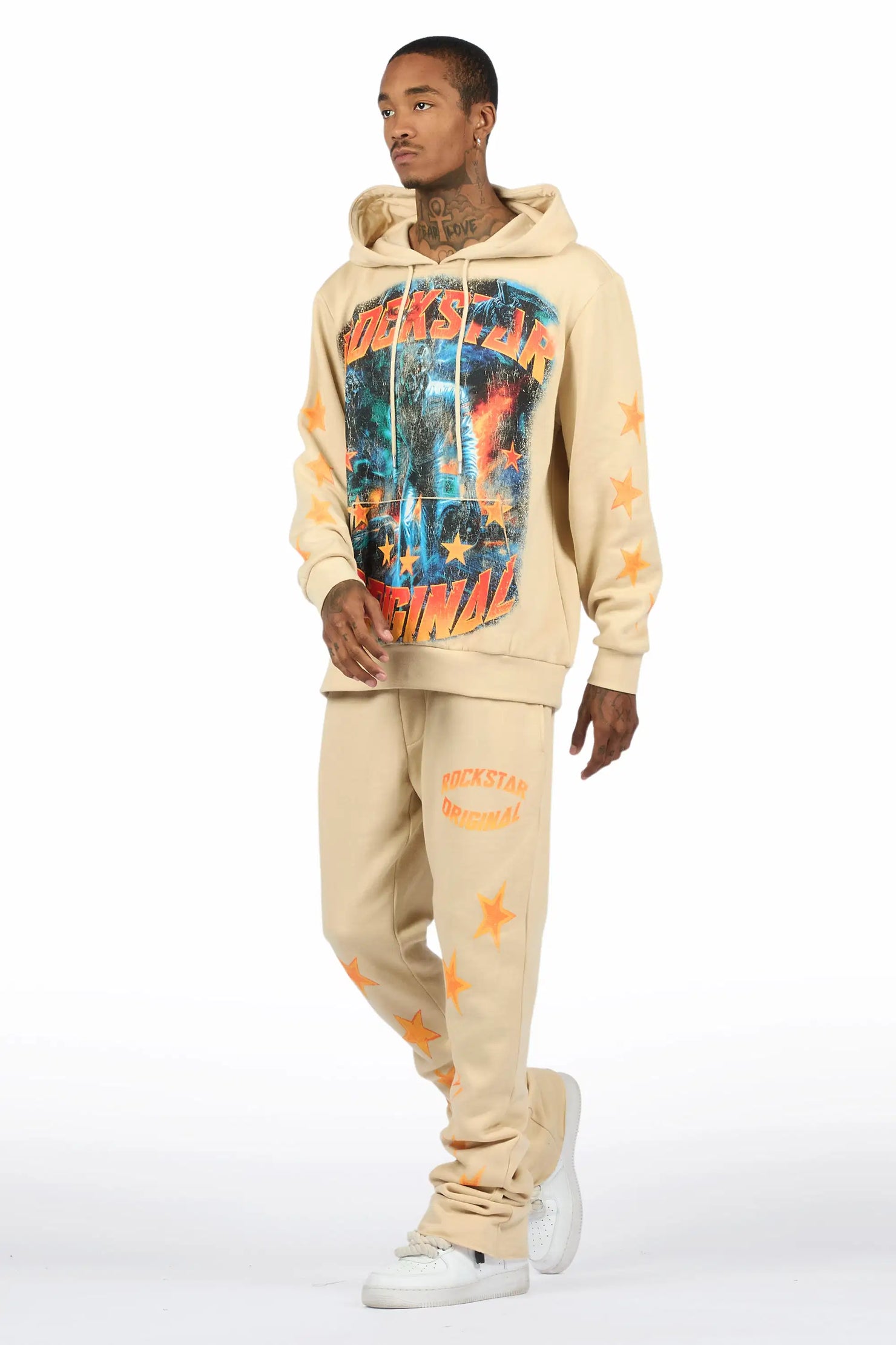 Torque Beige Hoodie/Stacked Pant Track Set
