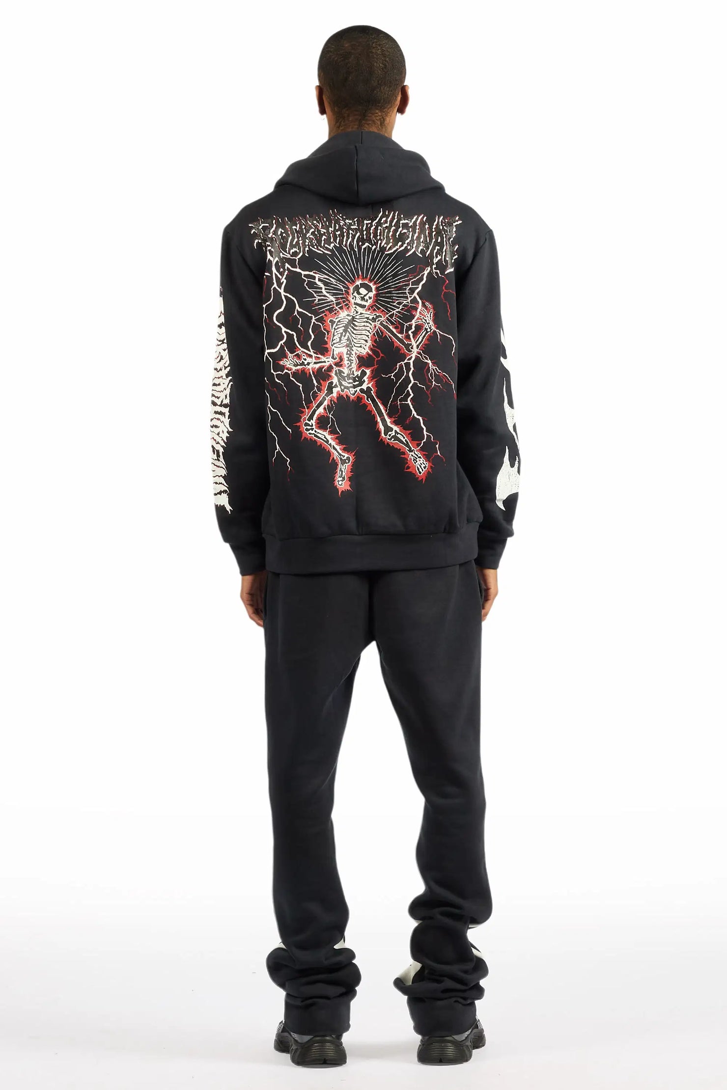 Deathrow Black/Red Hoodie/Stacked Track Pant Set