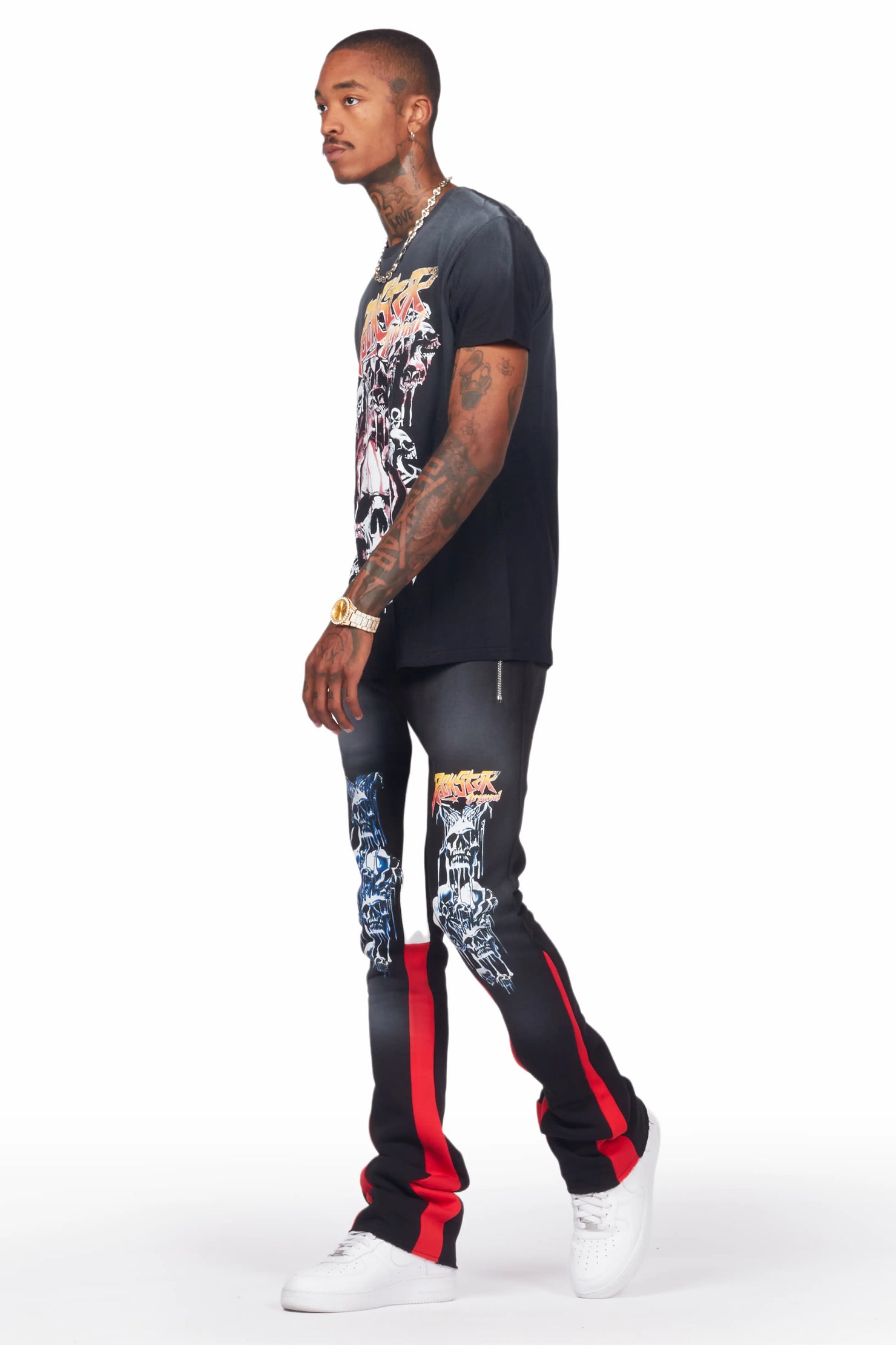 Grady Black T-Shirt/Stacked Flare Track Set