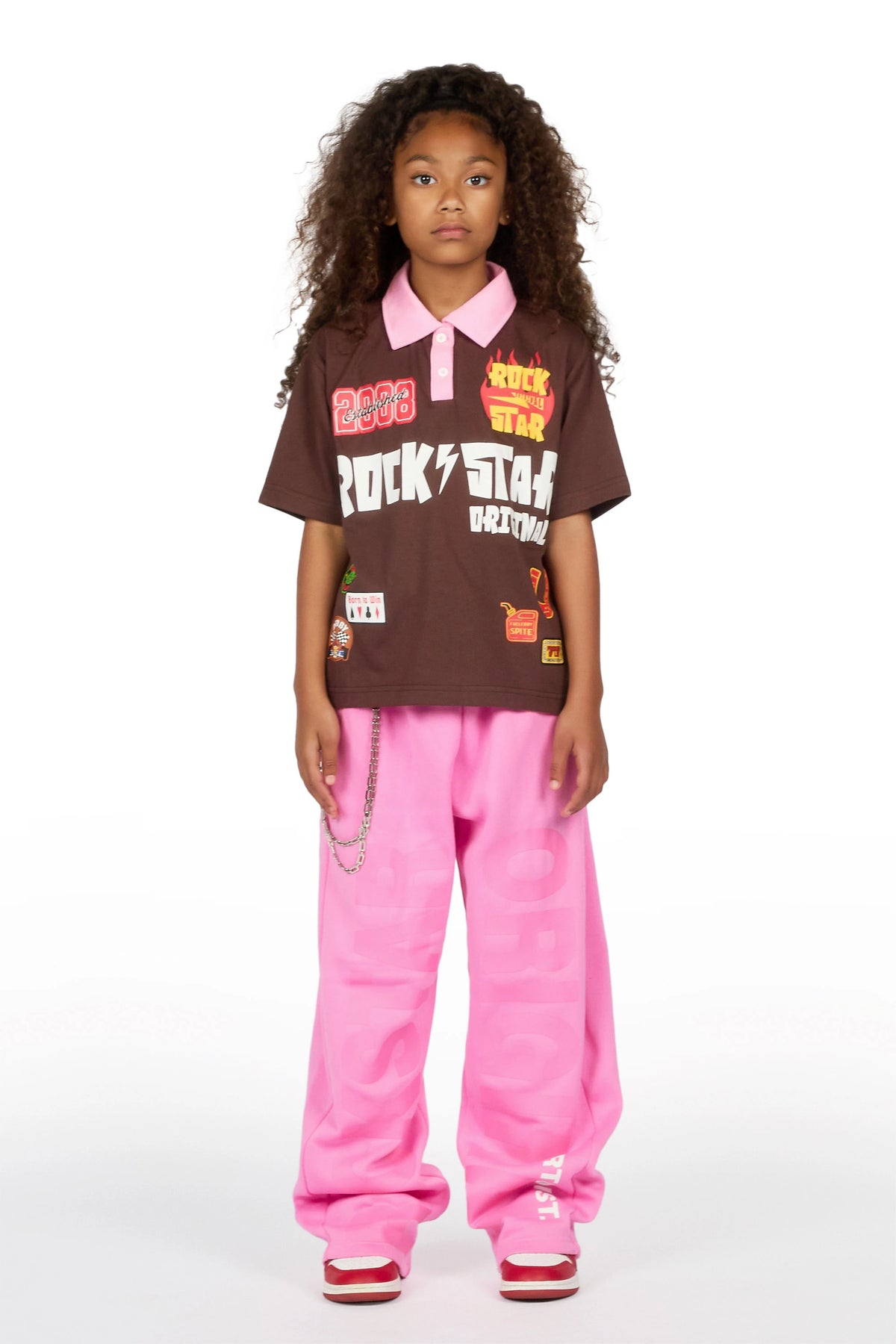 Girls Stachia Pink Super Baggy Track Pant