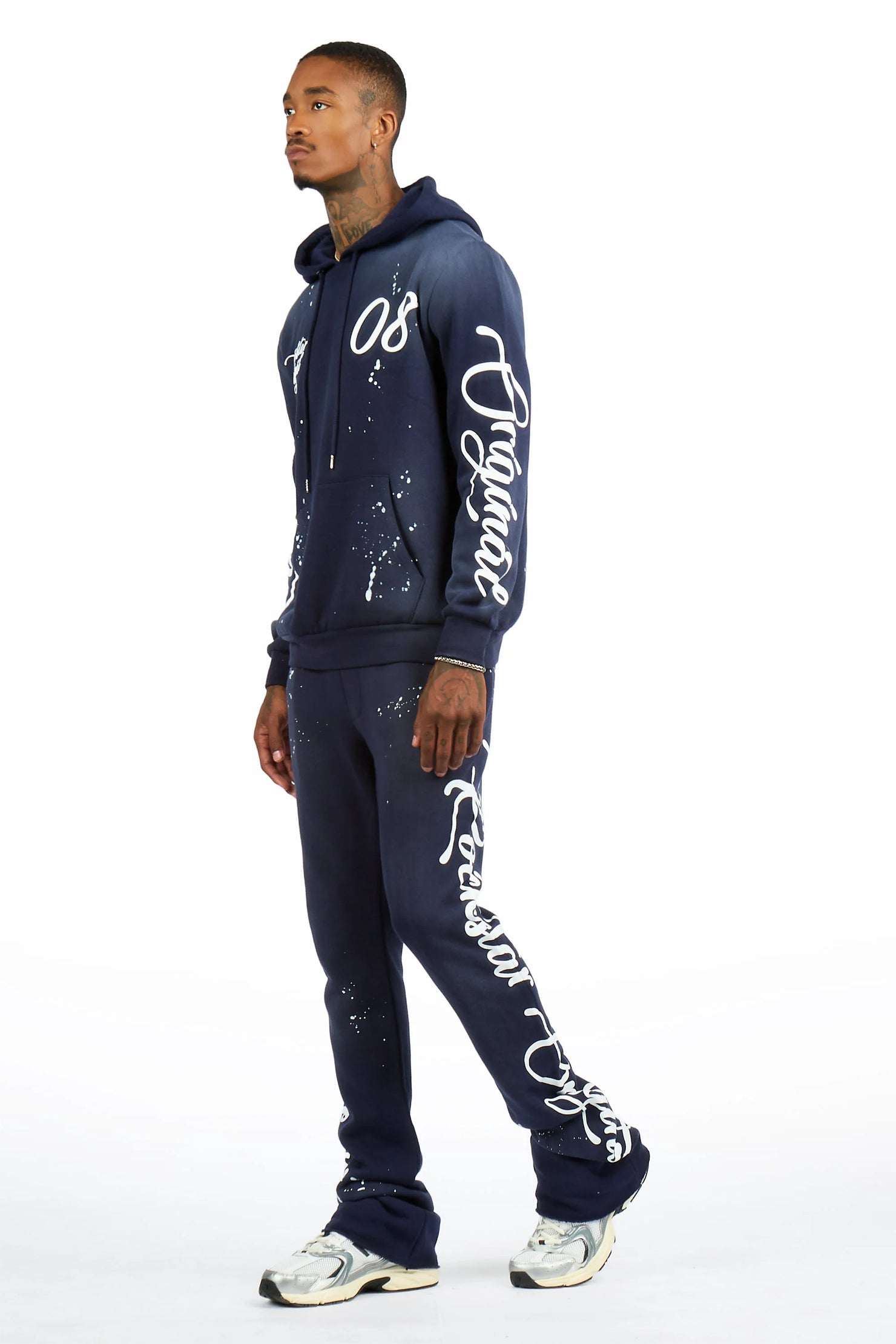 Hanif 3.0  Vintage Navy Hoodie/Stacked Pant Track Set