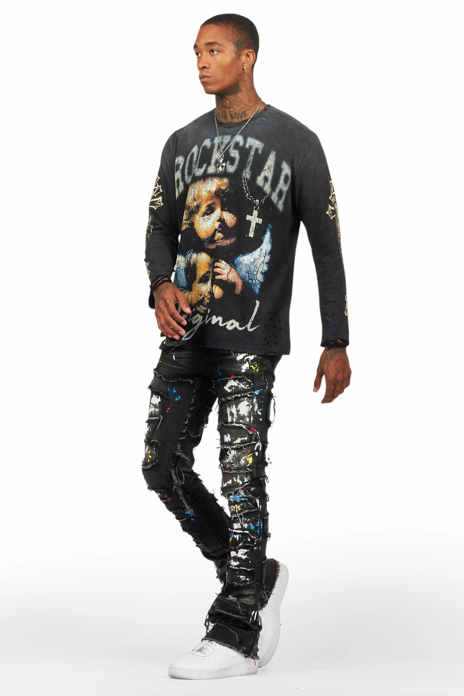 Deiter Vintage Black Long Sleeve Graphic T-Shirt