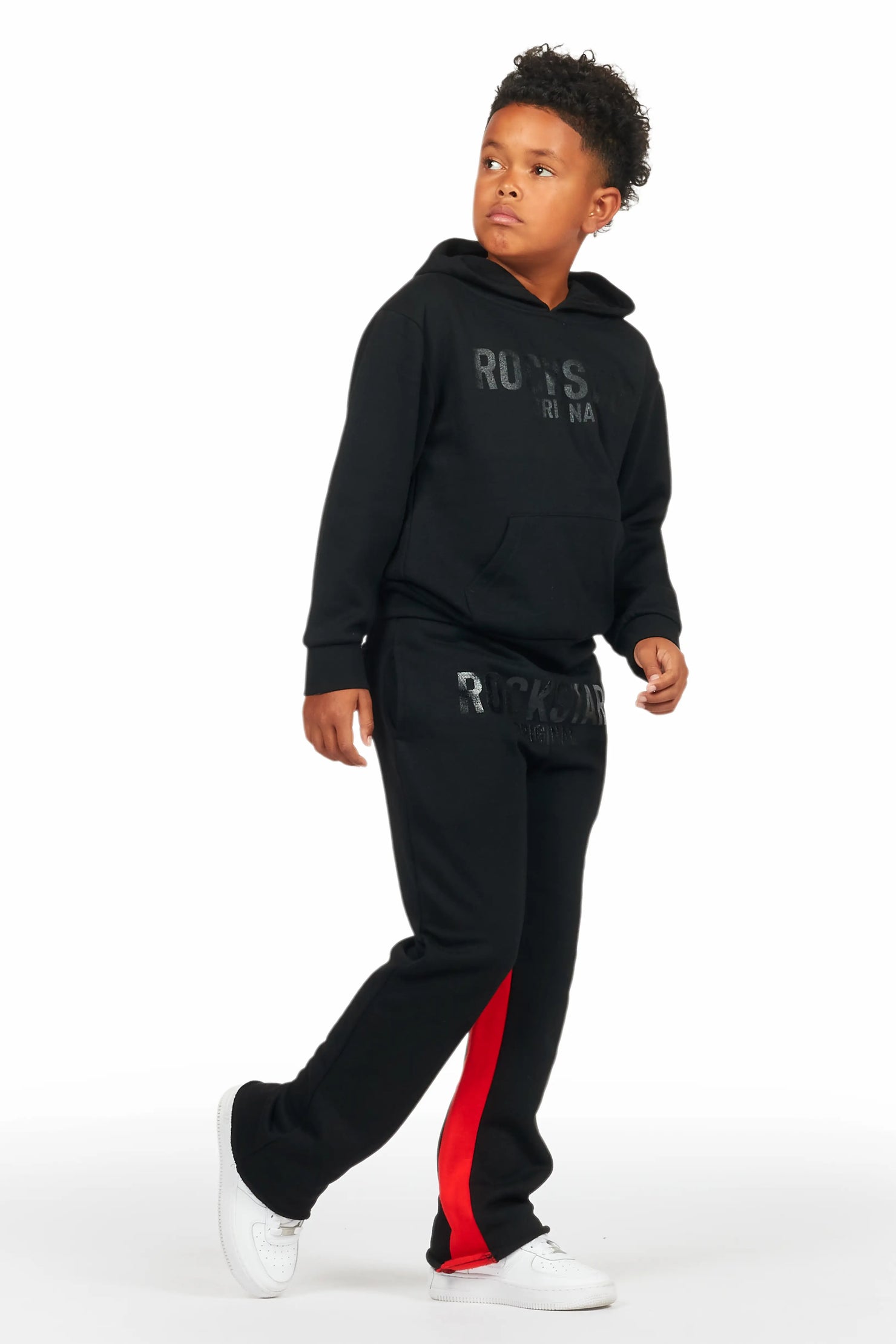 Boys Sana Black Baggy Fit Pant Set