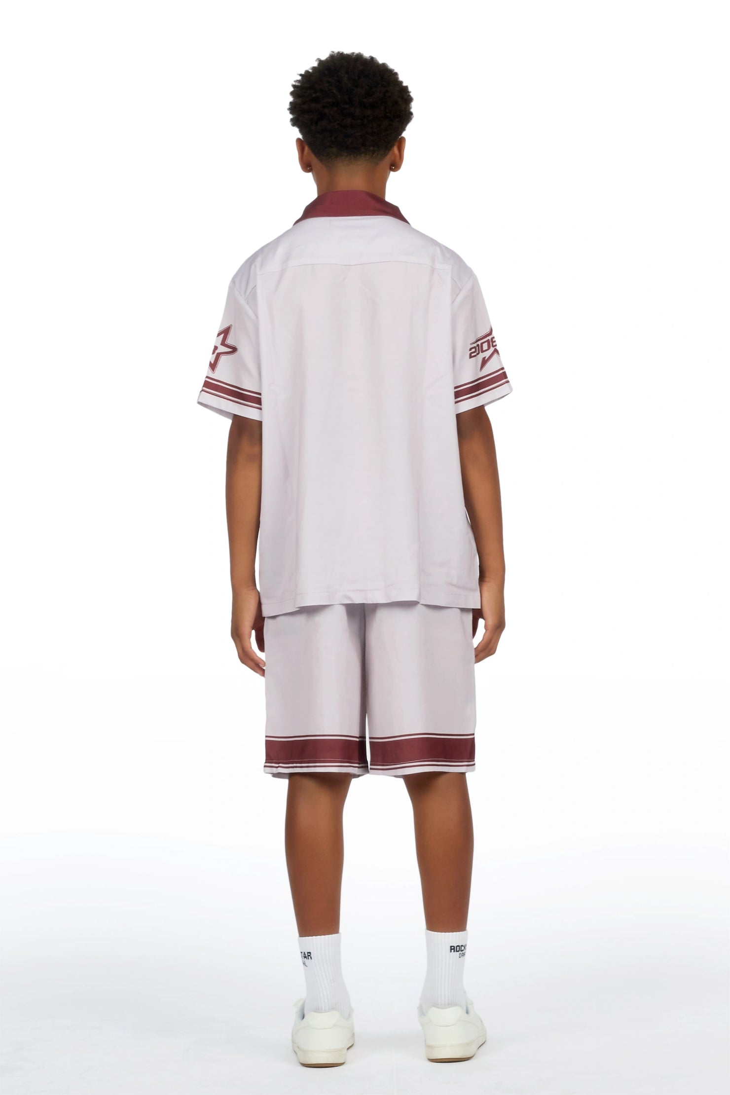 Boys Tim Beige Button Down T-Shirt/Short Set