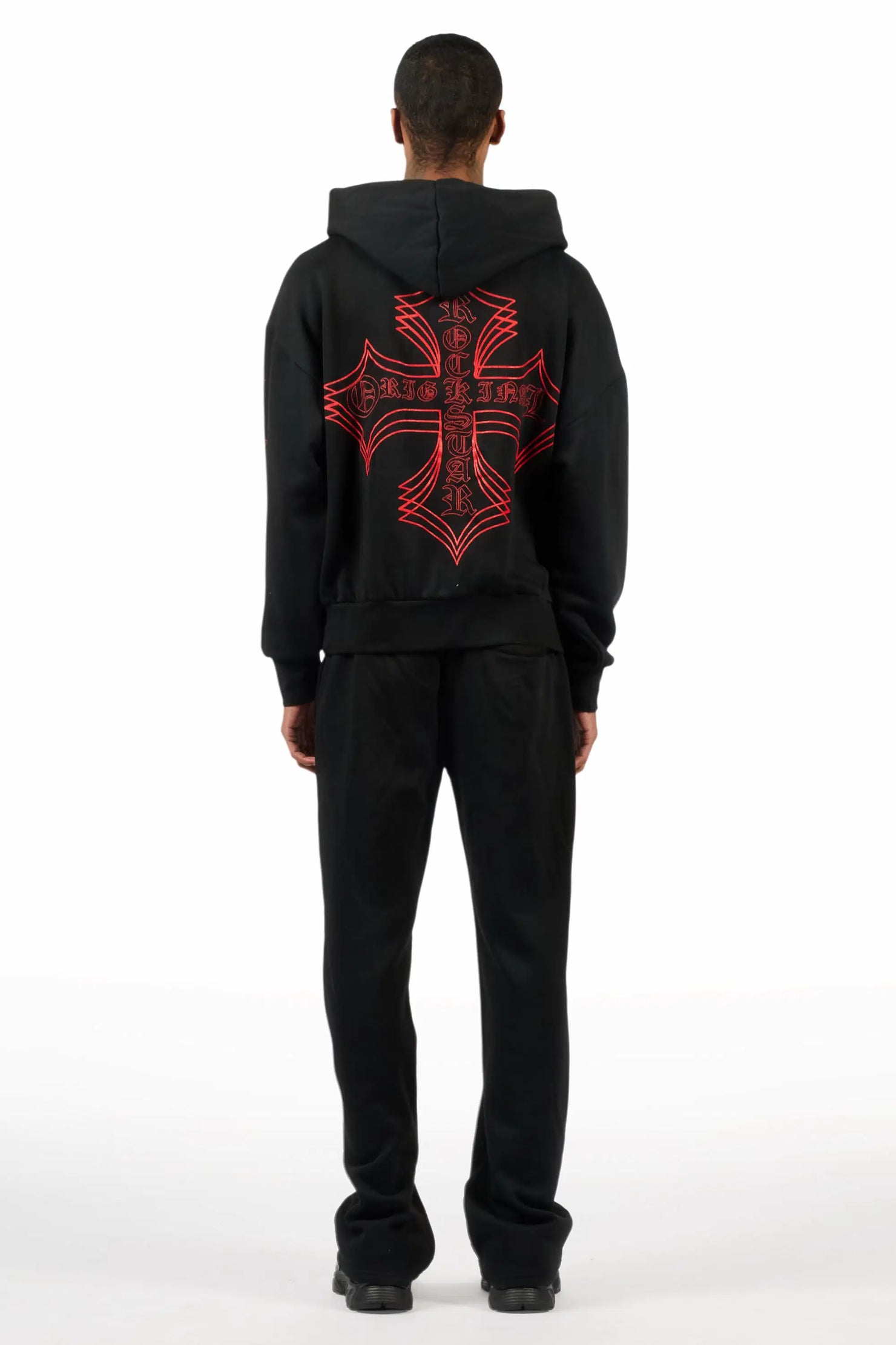 Sargo Black/Red Hoodie Relaxed Track Set
