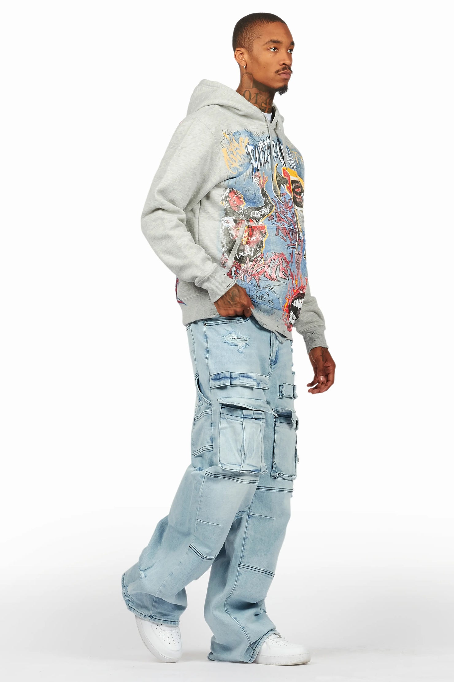 Yooz Heather Grey Hoodie & Burain Baggy Fit Jean Bundle