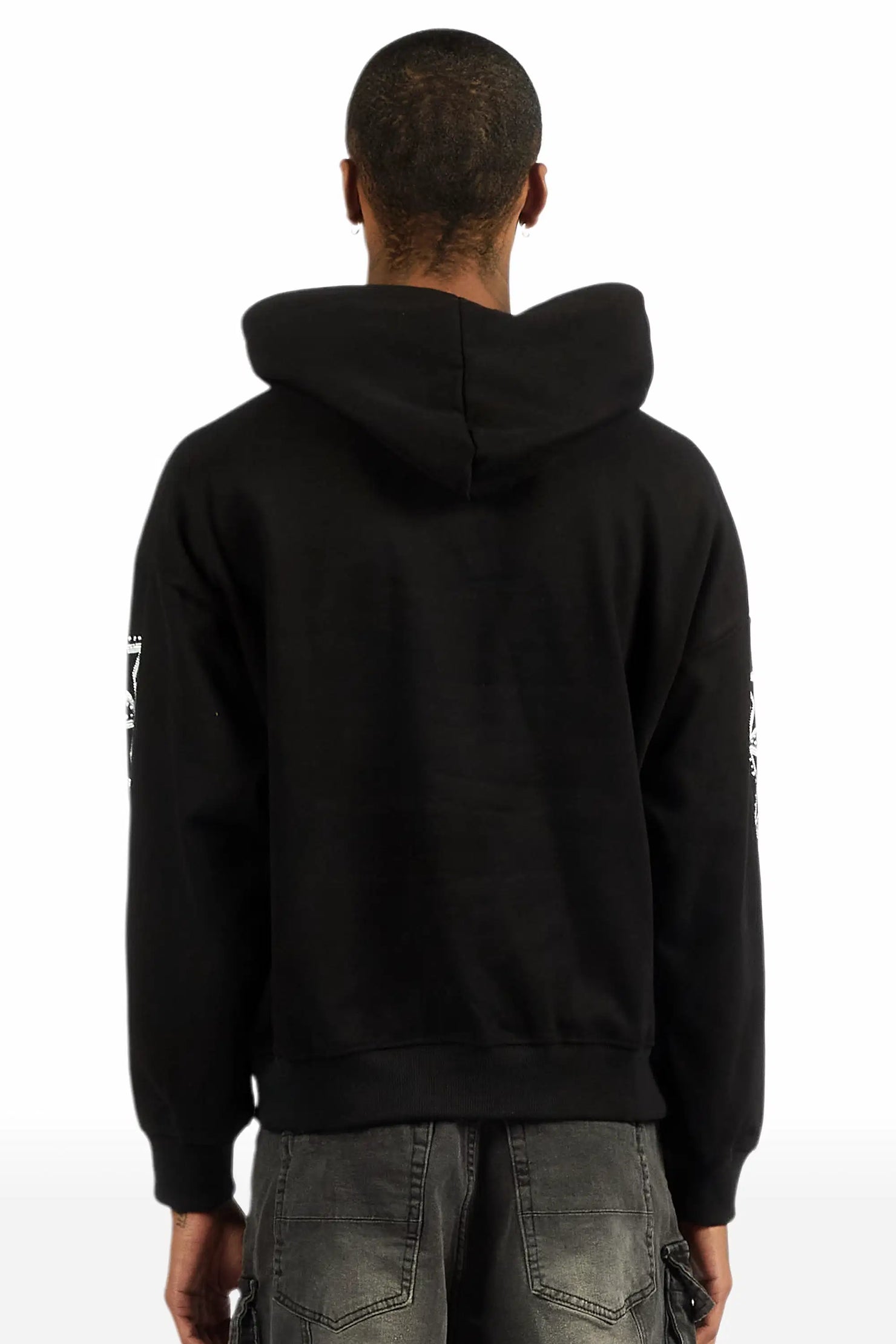 Krio Black Rhinestone Oversized Hoodie