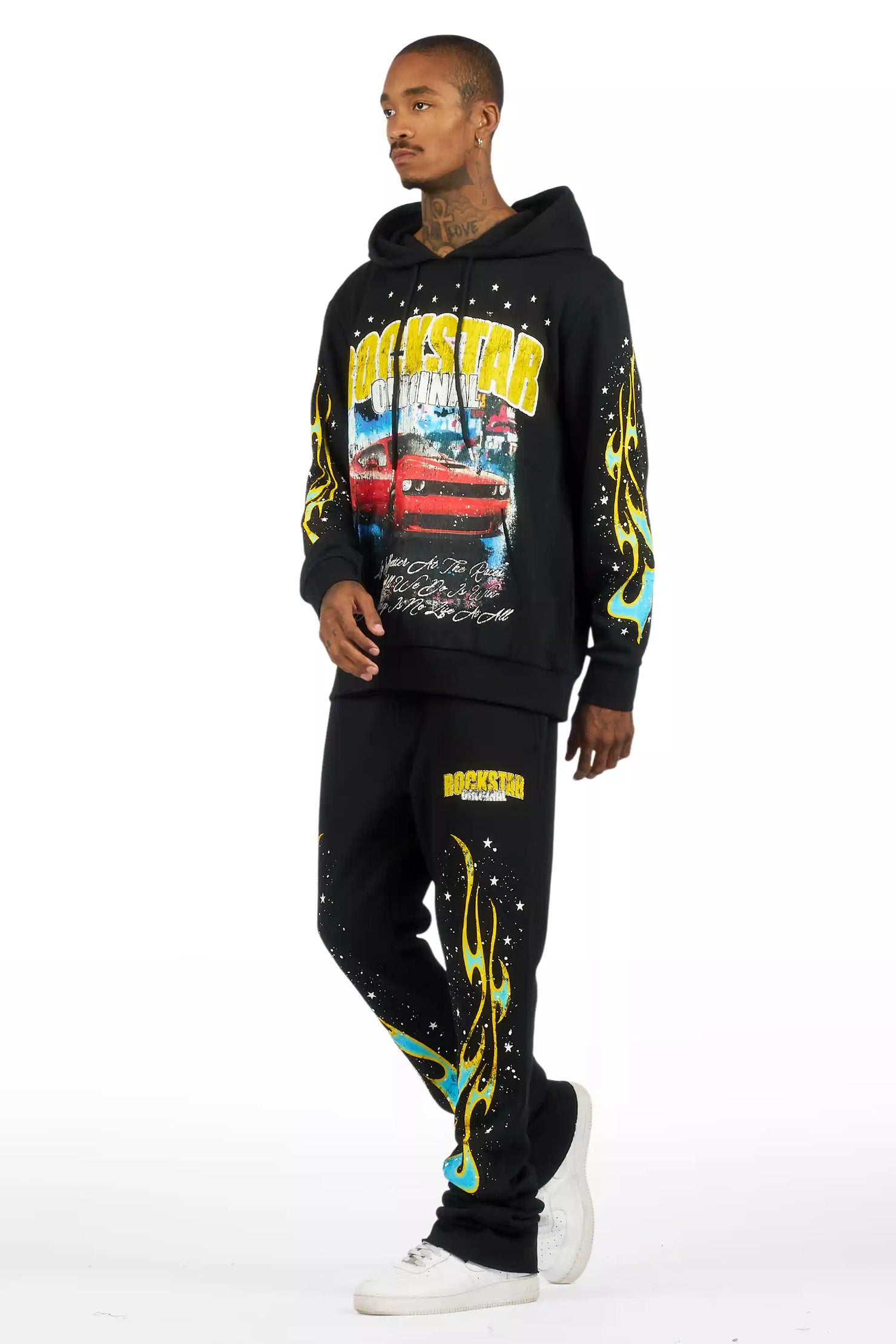 Tokyo Car Black Hoodie Stacked Track Set