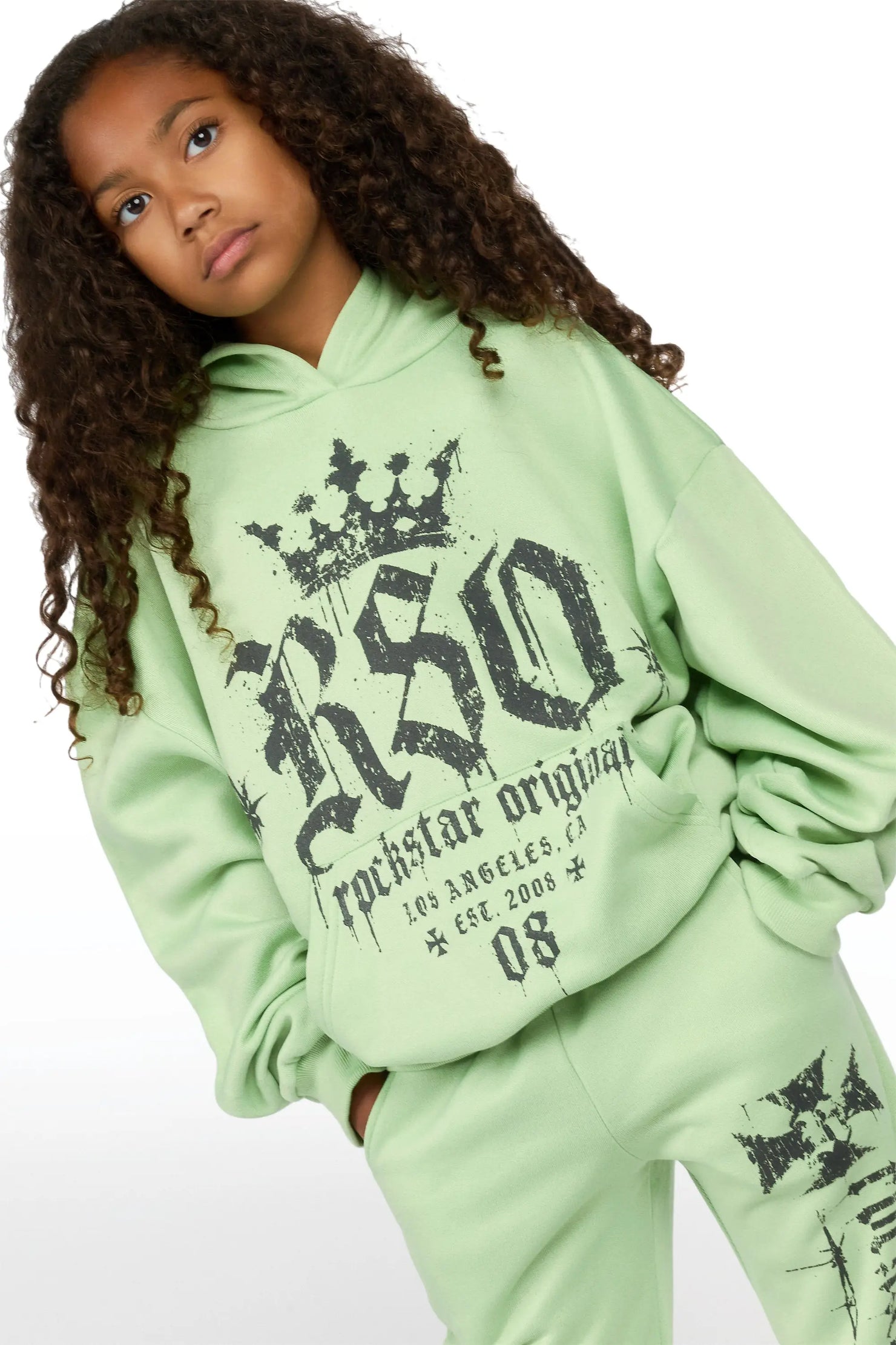Girls Cicatrix Light Sage Hoodie Track Set