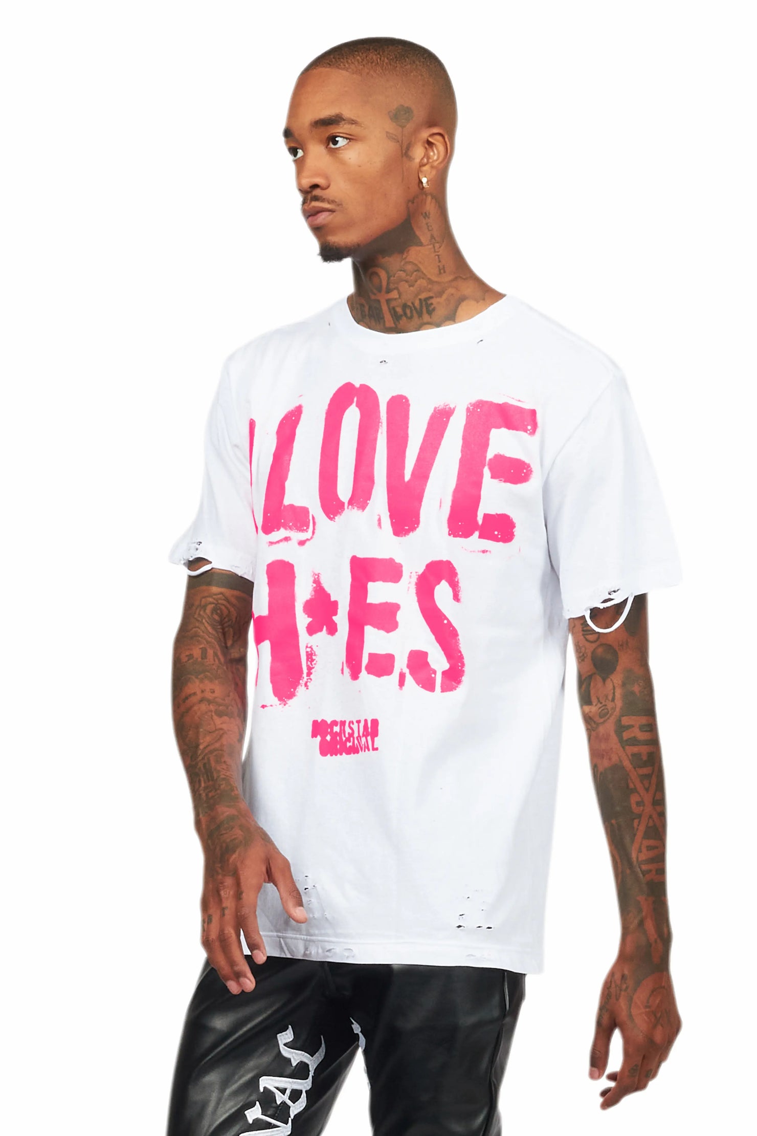 Banyan White/Pink Graphic Oversized T-Shirt