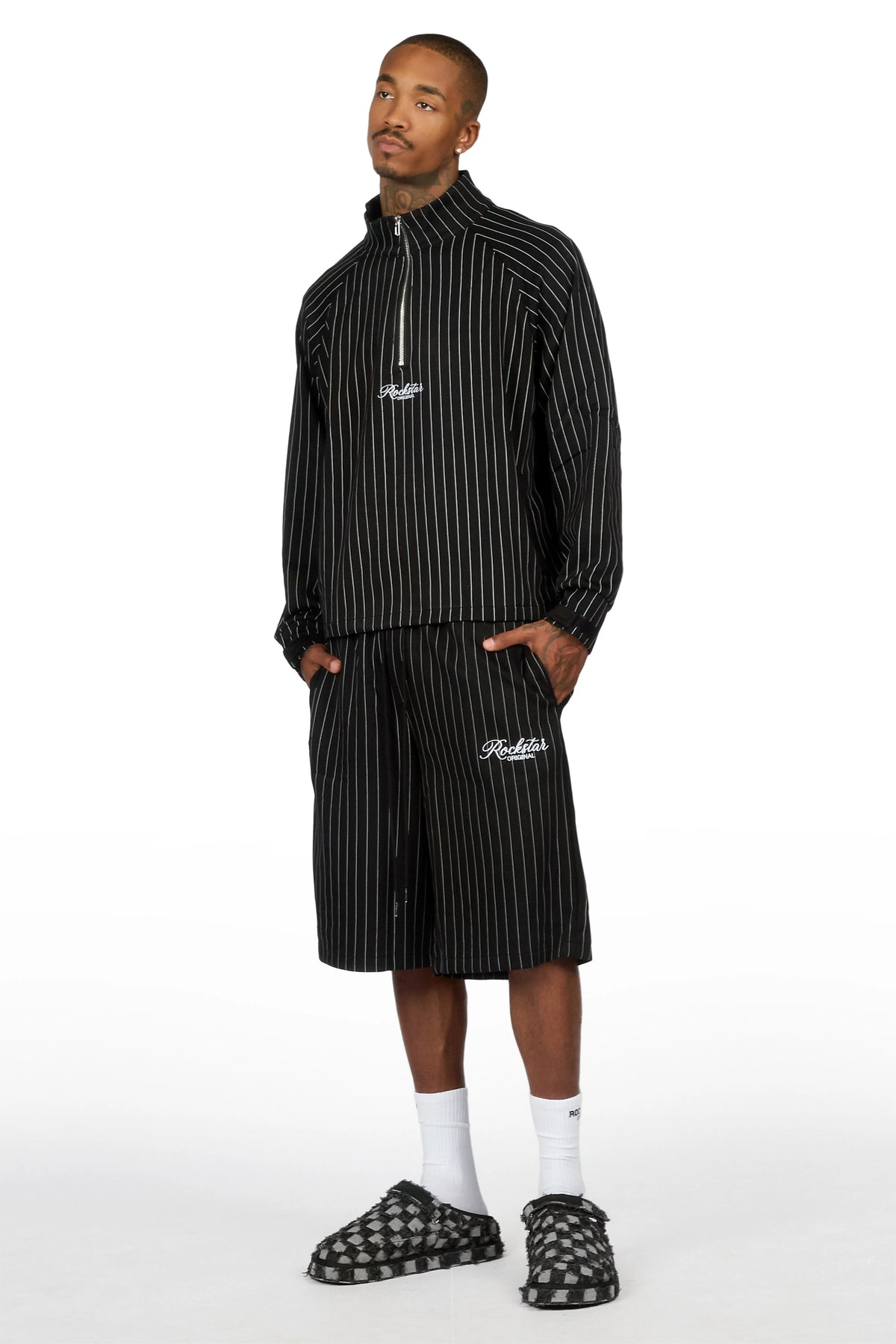 Hernan Black Quarter Zip Raglan Short Set