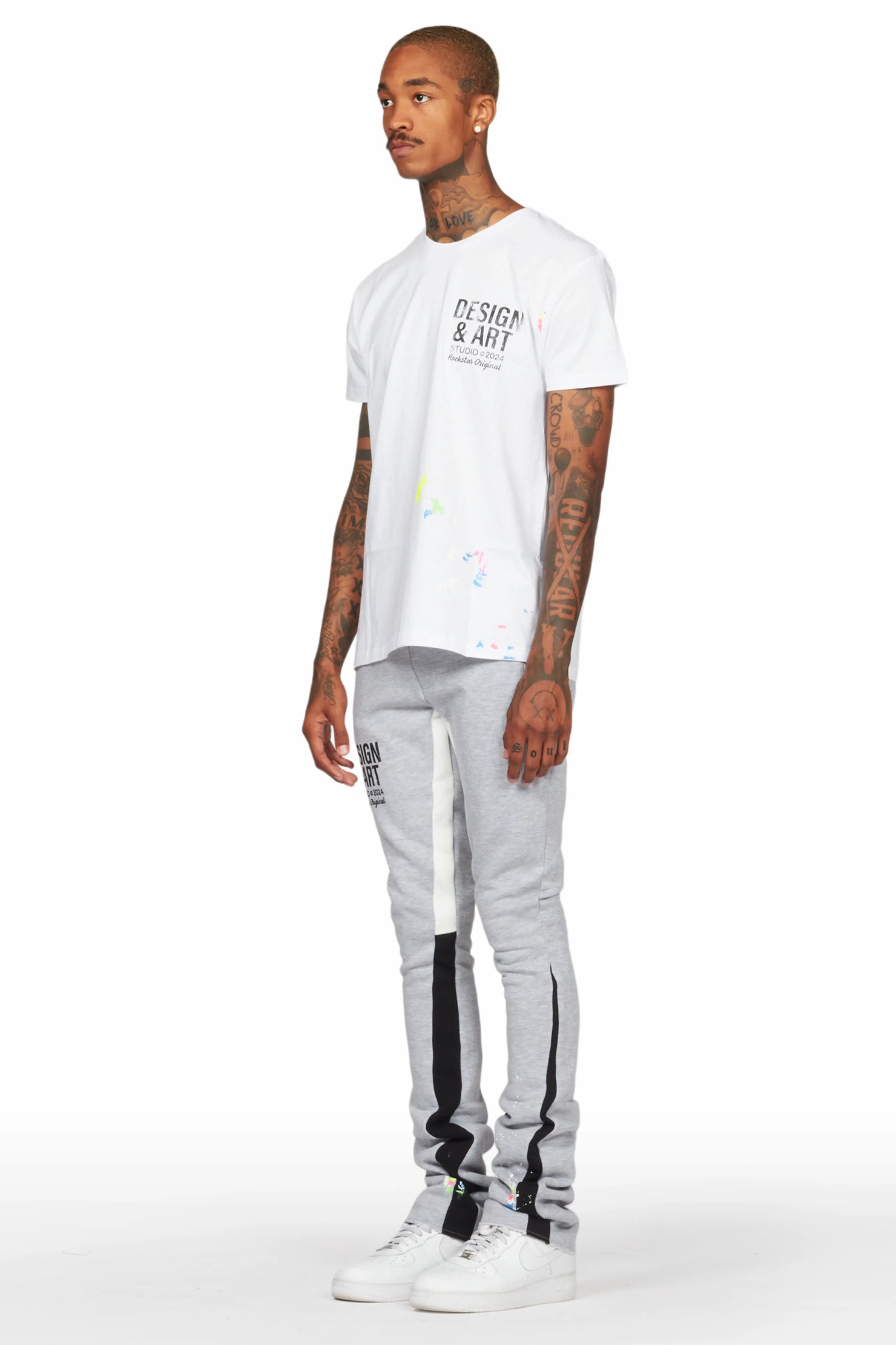 Mancha White/Grey T-Shirt Stacked Flare Track Set