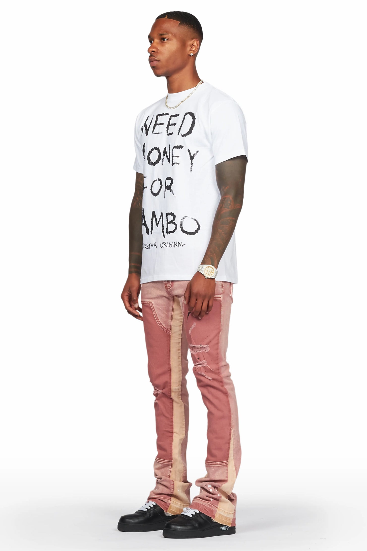 Quetzel Vintage Red Stacked Flare Jean