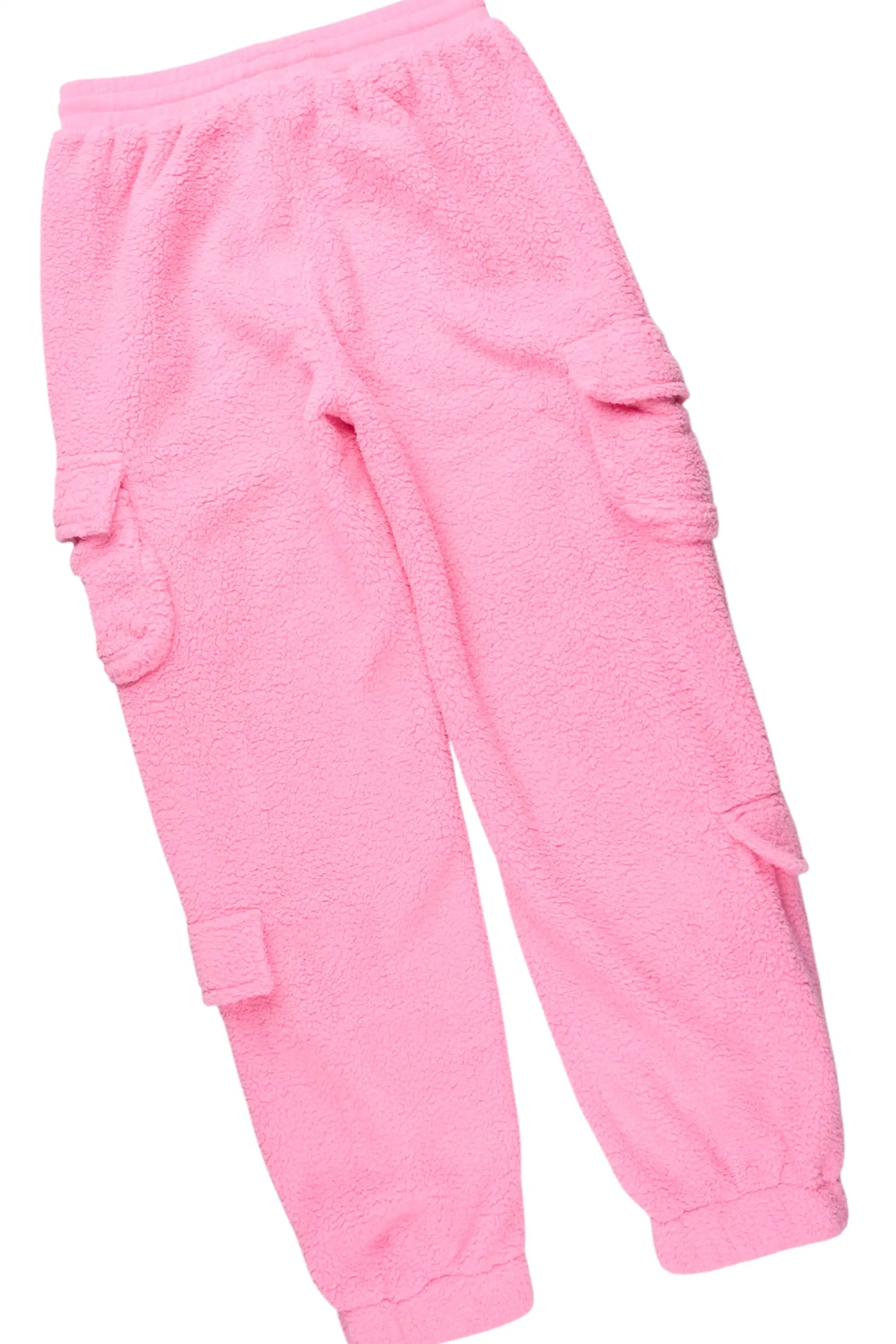 Renea Pink Sherpa Cargo Baggy Fit Track Set