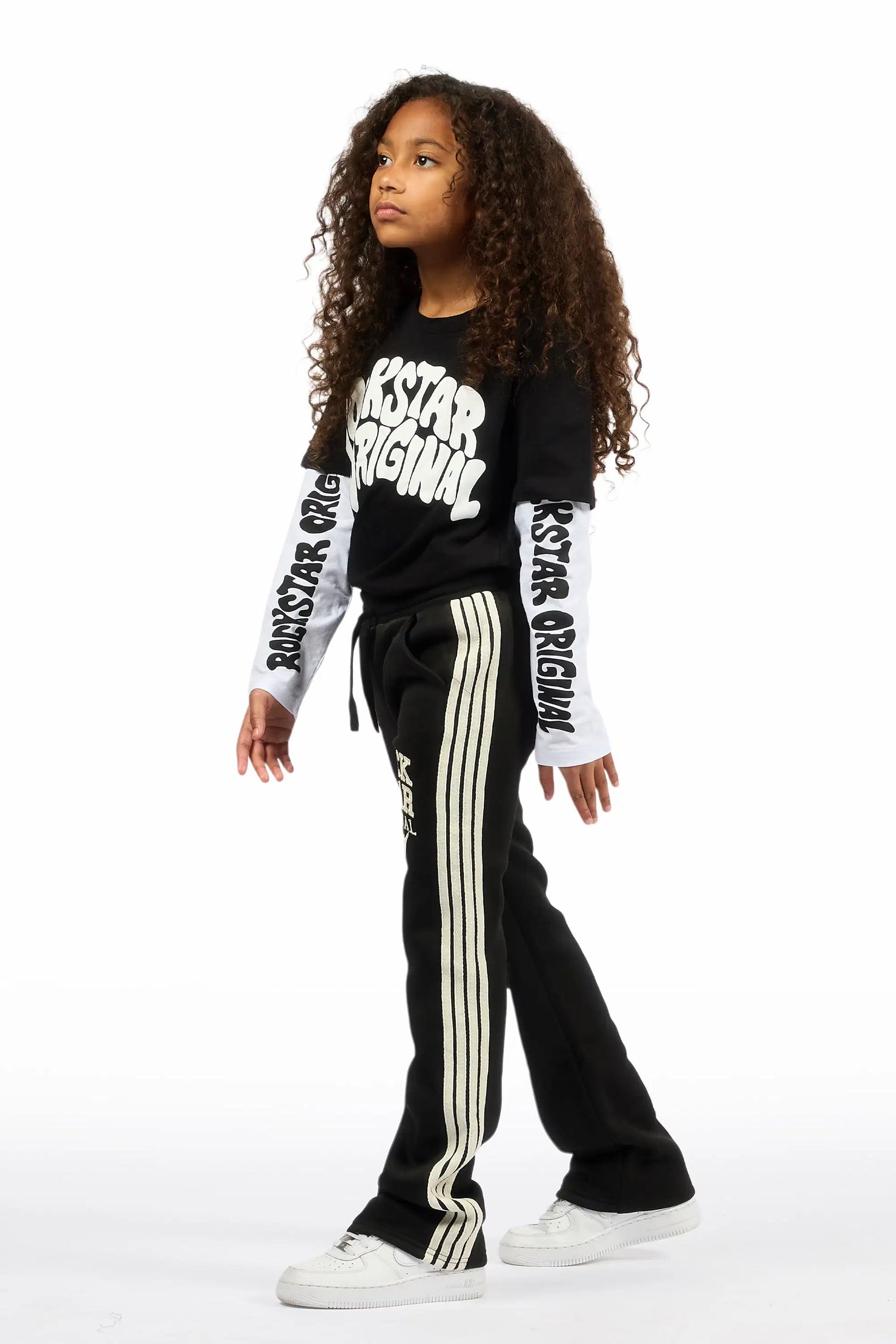 Girls Gerrit  Black  Baggy Stacked Flare Pants