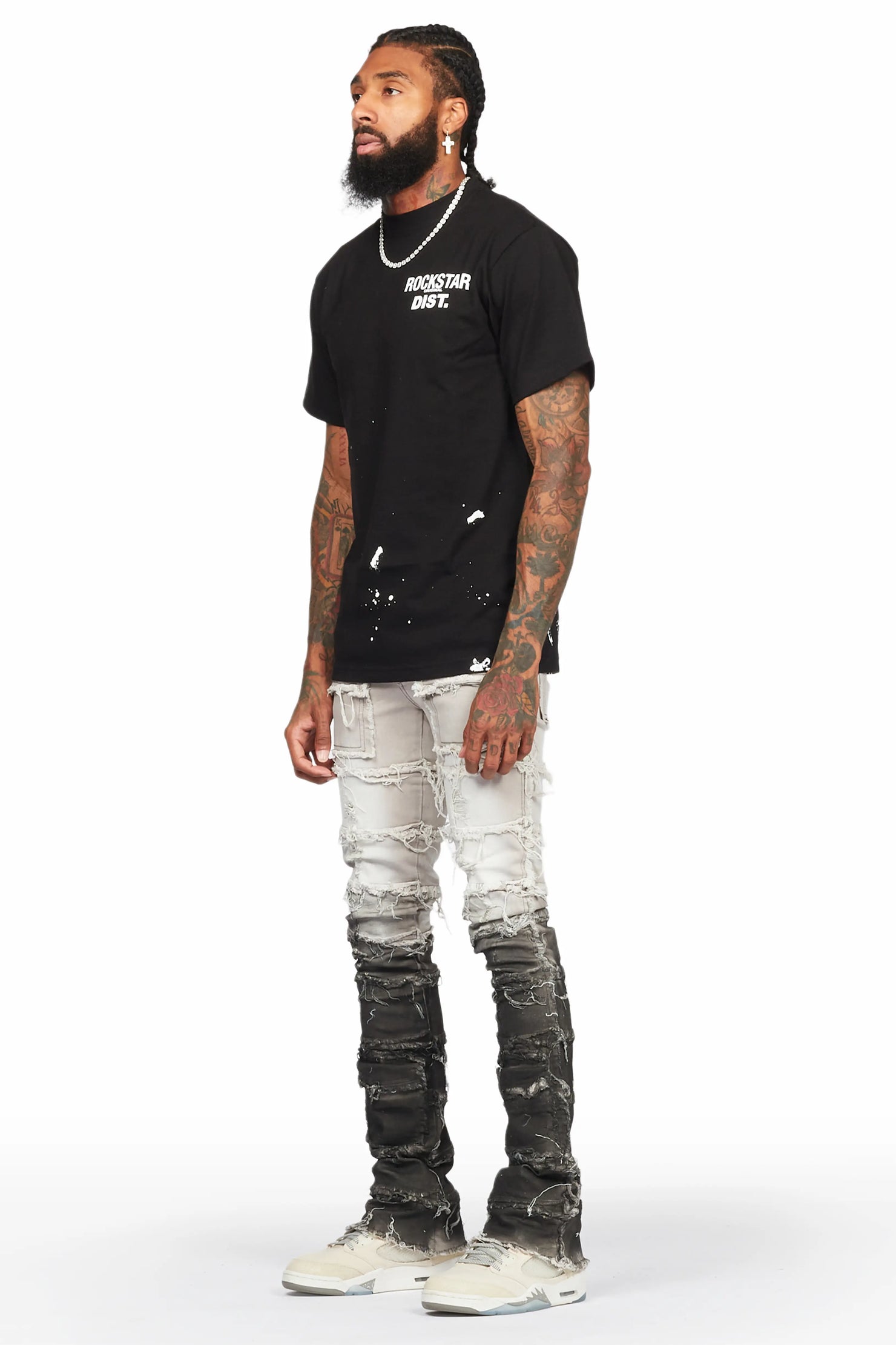 Mads Grey Painter Stacked Flare Jean