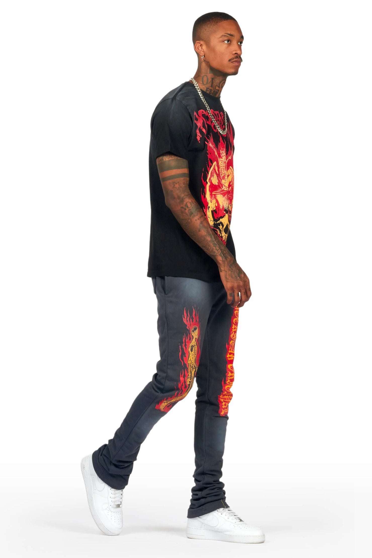 Waho Charcoal/Black T-Shirt/Stacked Flare Track Set