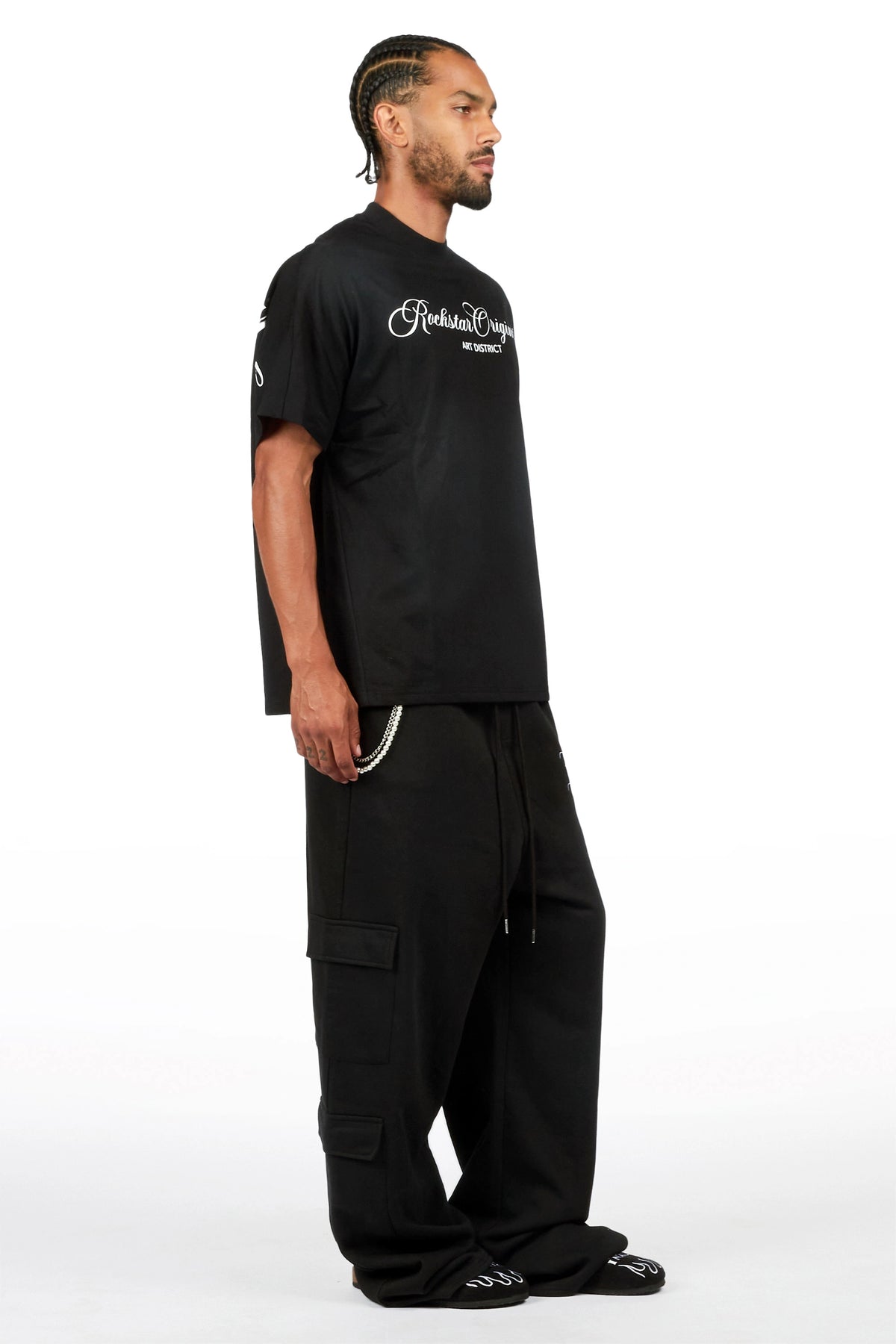 Adaty Black Chain Baggy Fit Pant