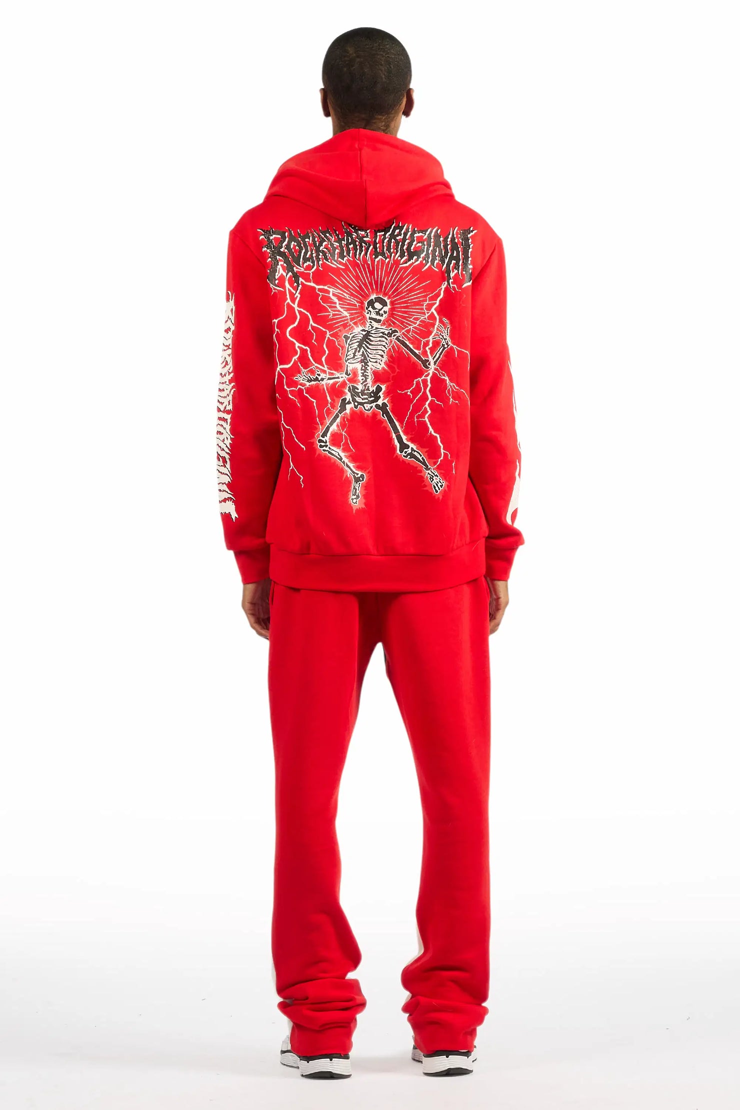 Deathrow Red Hoodie/Stacked Track Pant Set