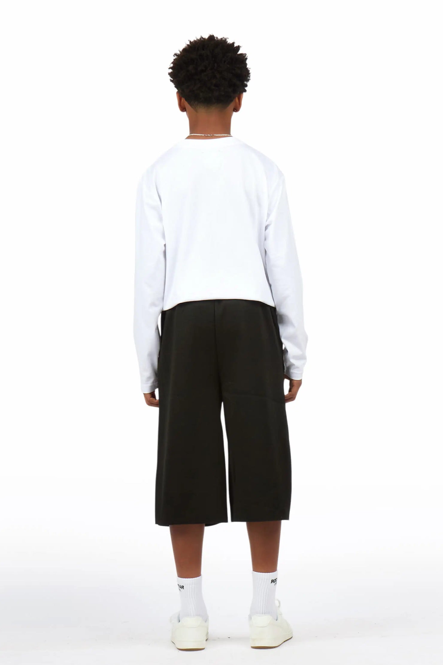 Boys Mikasso White/Black L/S T-Shirt Jort Set