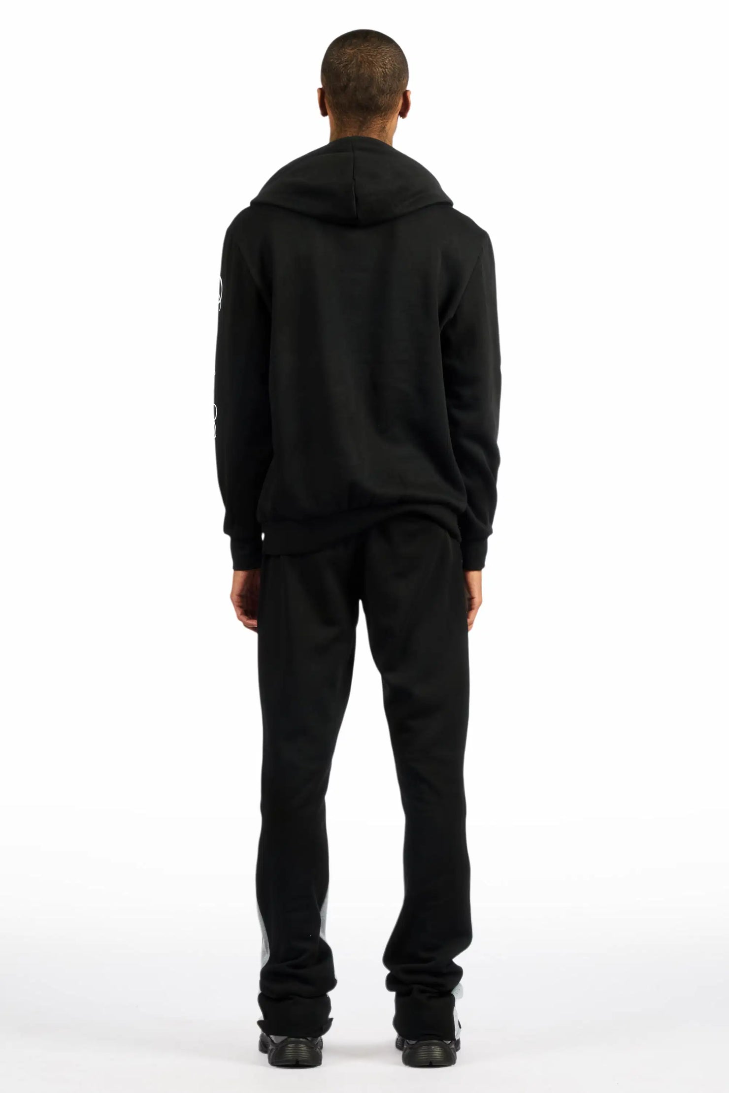 Dripped Black/Clear Rhinestone Hoodie/Stacked Flare Track Set