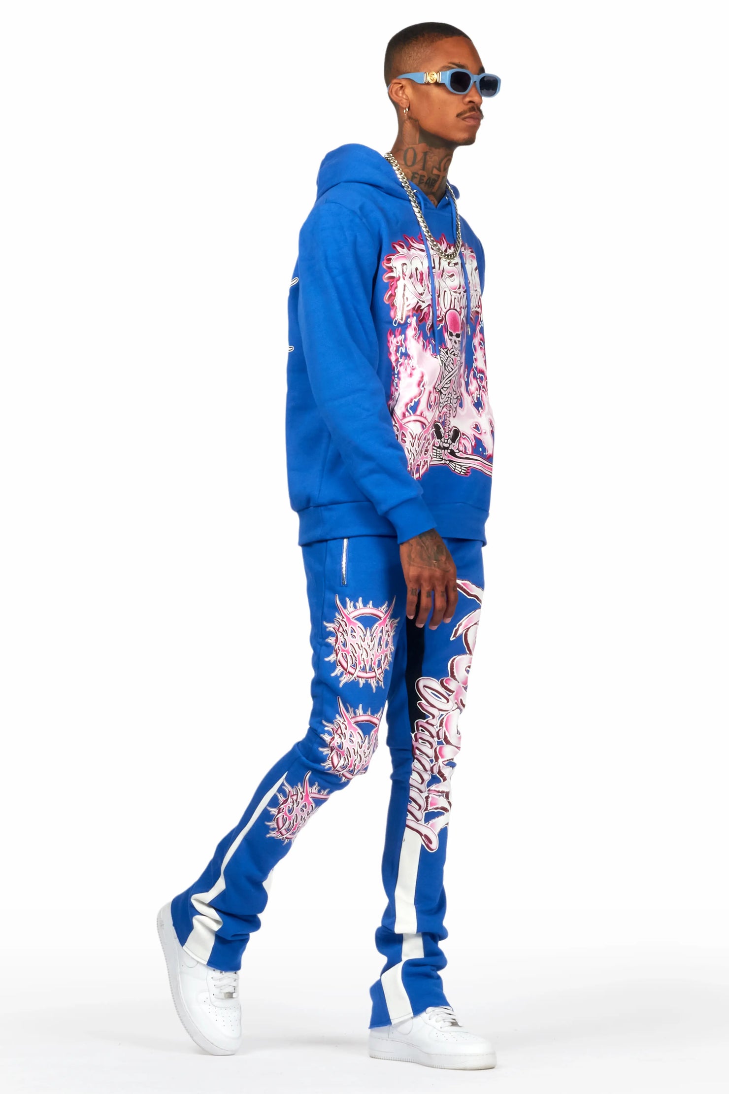 Ellio Royal Blue Stacked Flared Track Set