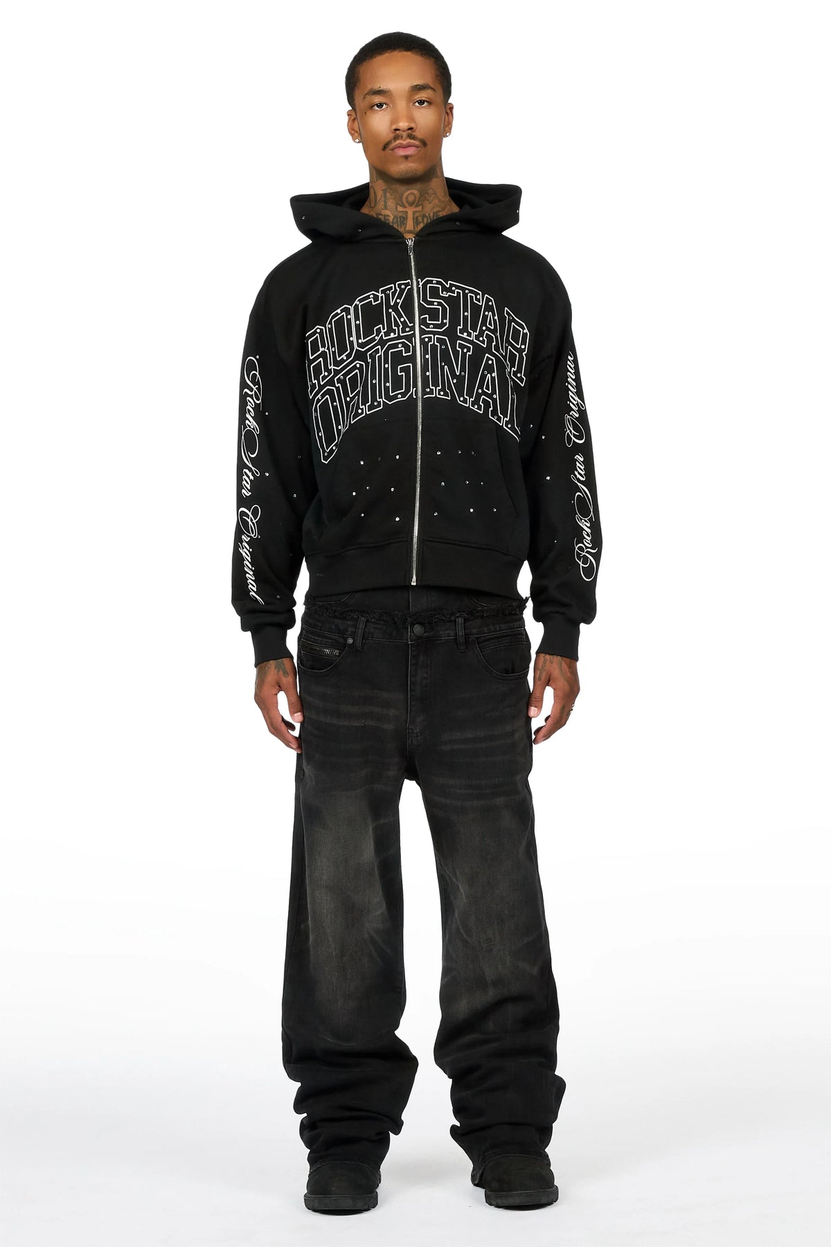 Silo Black Double Waisted Baggy Fit Jean