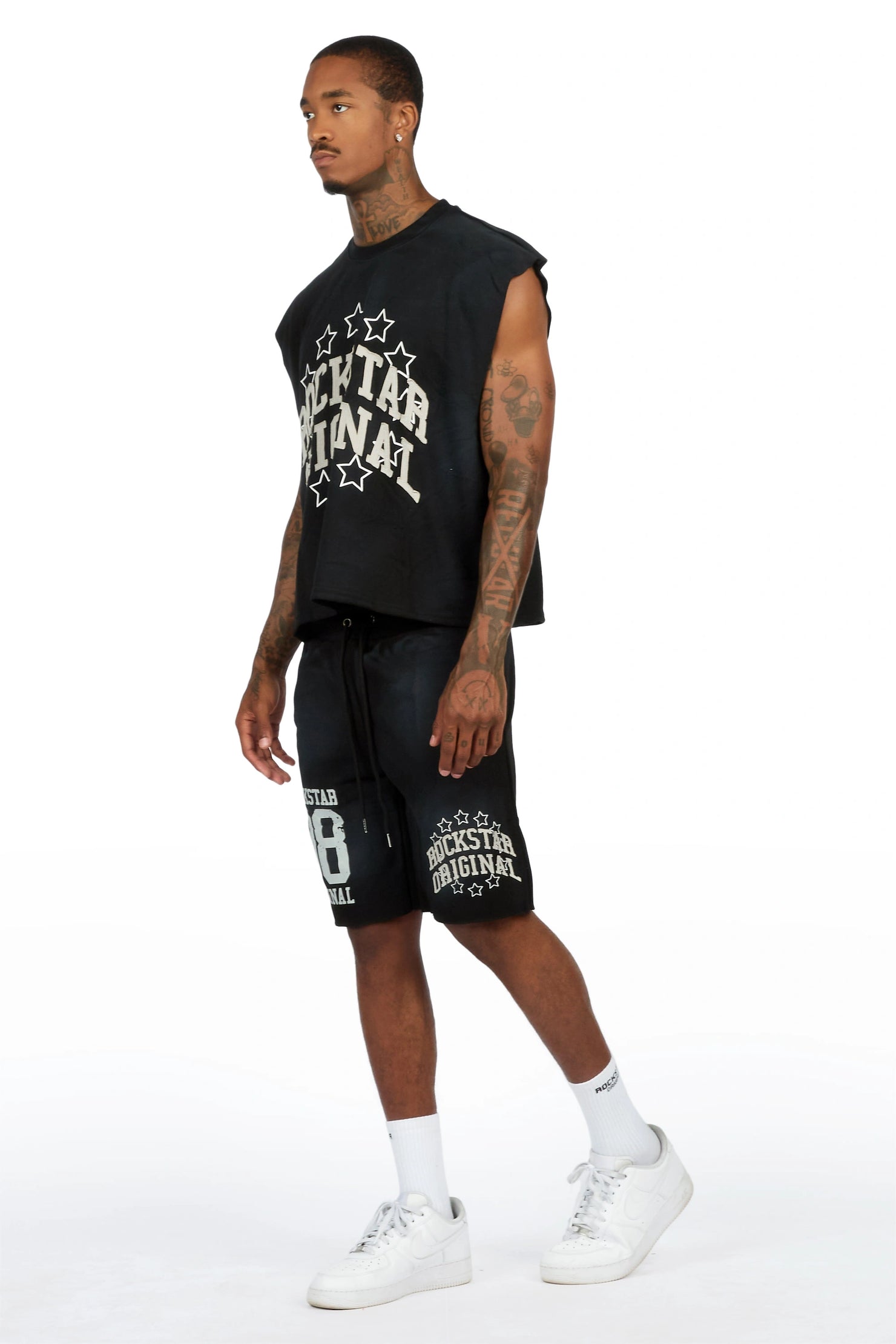 Boe Black Cut Sleeve T-Shirt/Short Set