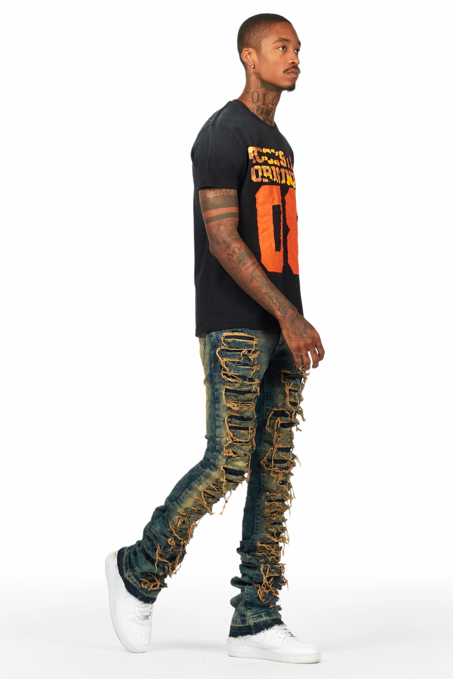 Cargan Black T-Shirt Stacked Flare Jean Bundle