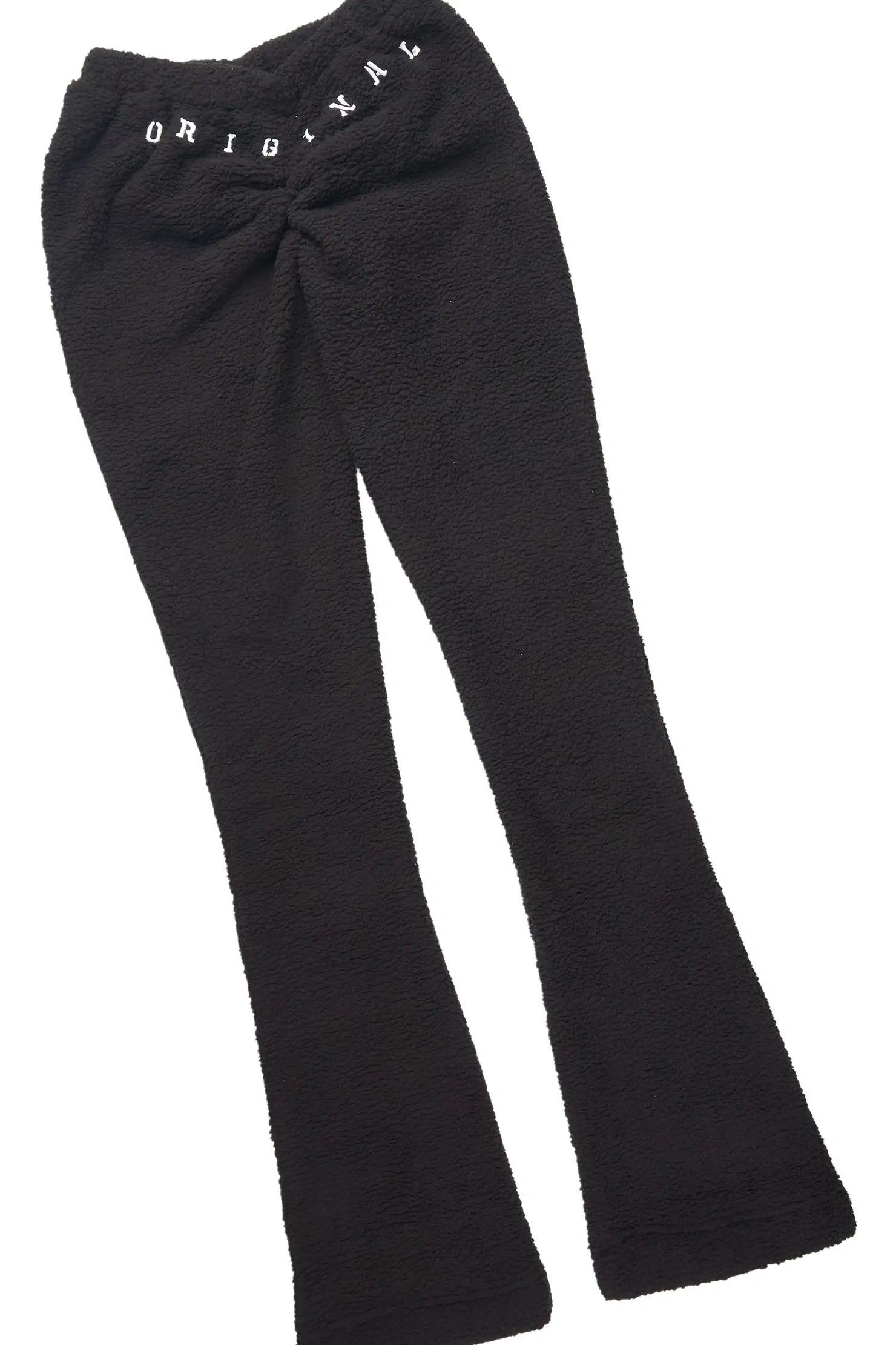 Krystiana Black Sherpa Zip Up Stacked Track Set