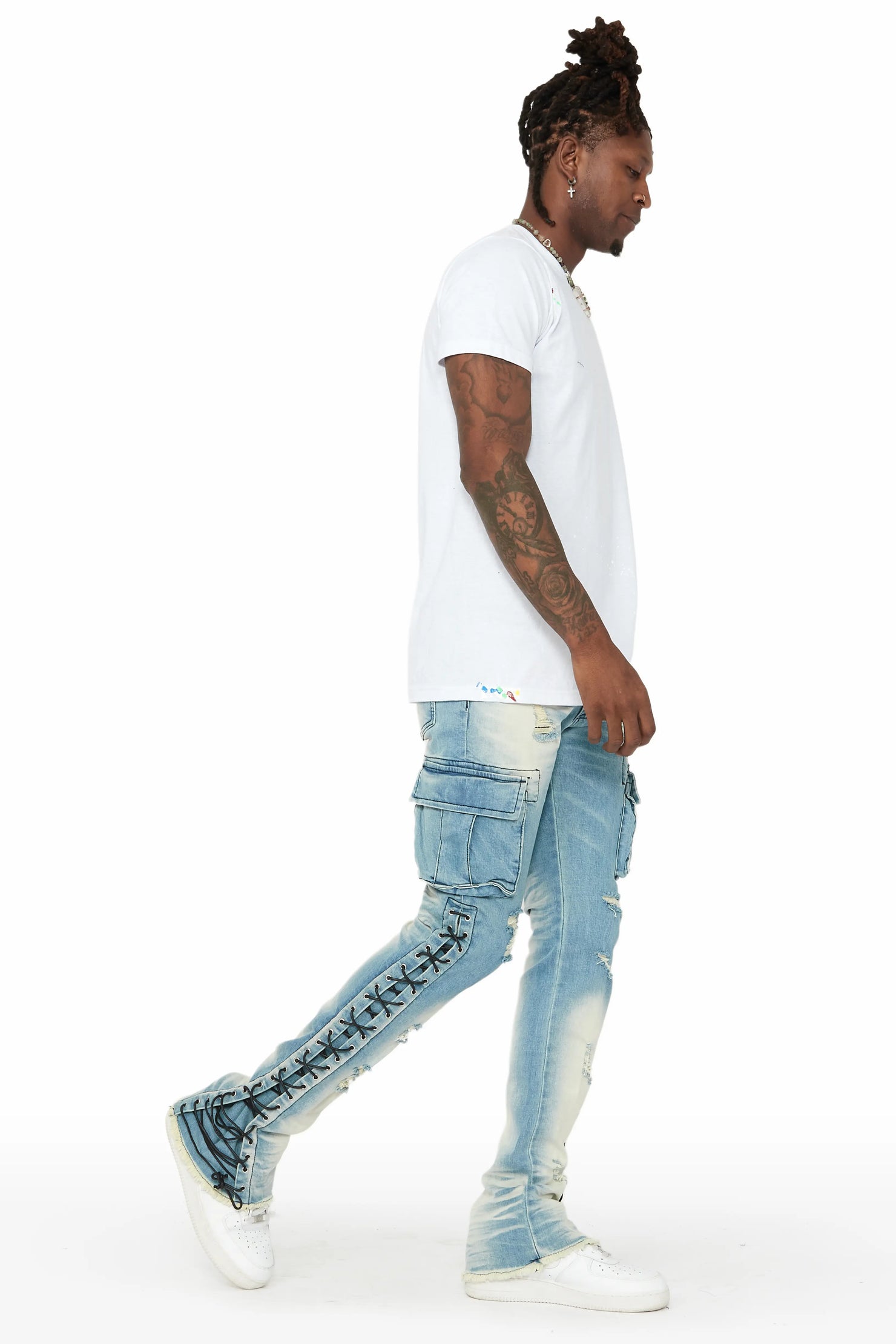 Ronoh Light Wash Stacked Flare Jean