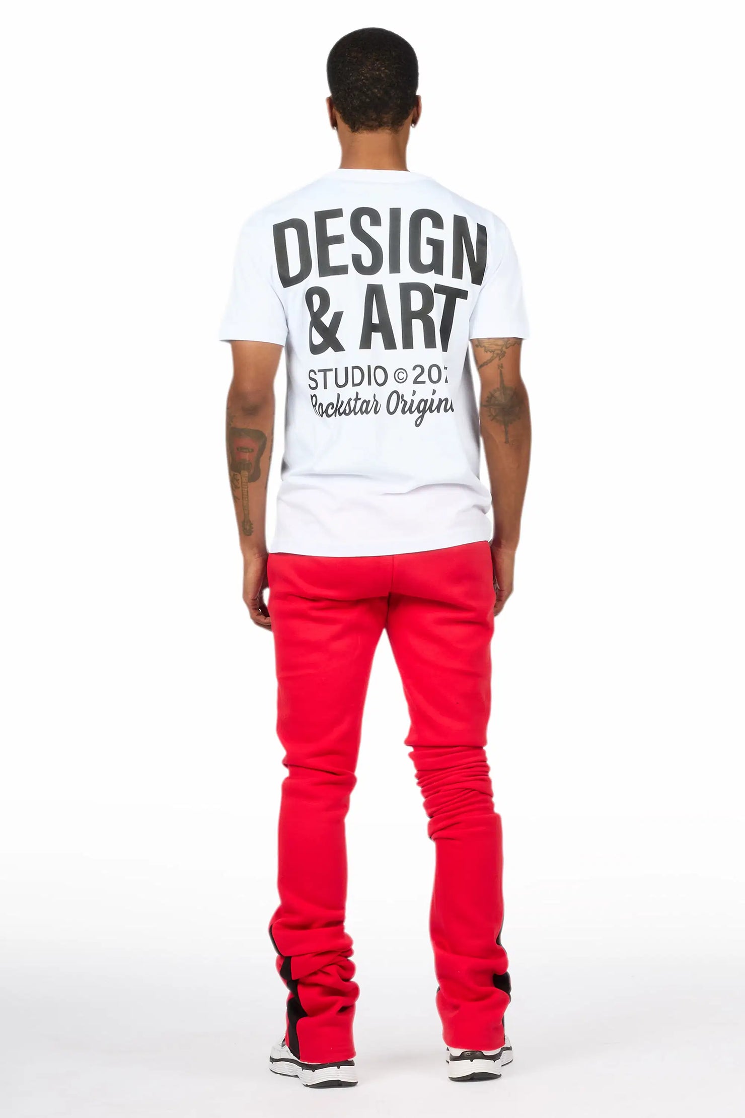 Damone White/Red T-Shirt/Super Stacked Track Set
