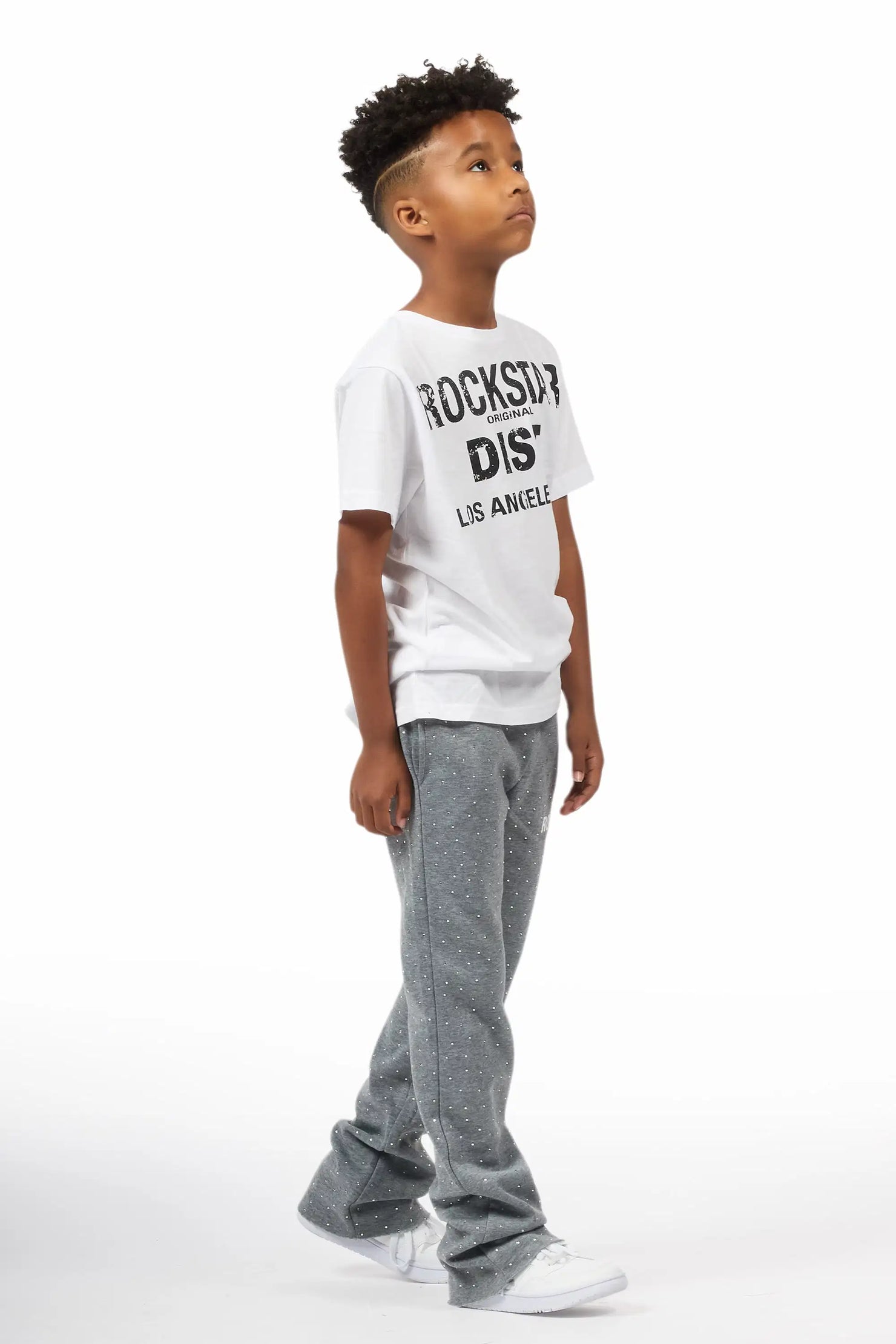 Boys Alpine Grey Rhinestone Track pant