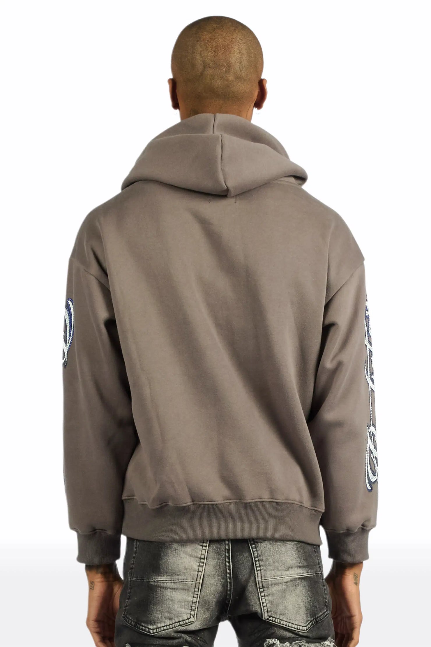 Blaise Charcoal Rhinestone Oversized Hoodie